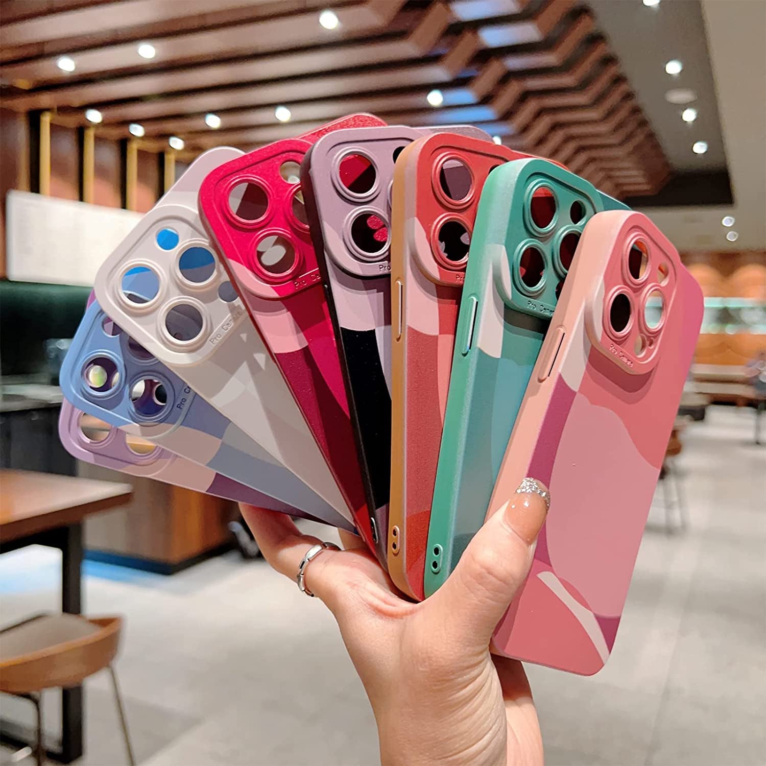 YKCZL Compatible with Iphone 14 Pro Max Case,Cute Painted Art Heart Pattern Full Camera Lens Protective Slim Soft Shockproof Phone Case for Women Girls-Dark Green  YKCZL   