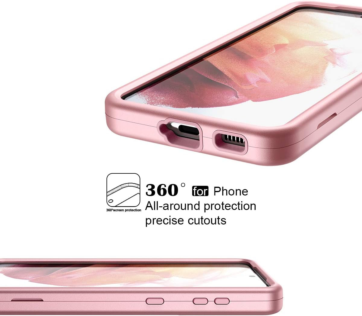 Welovecase for Samsung Galaxy S21 5G Case, Cover 3 in 1 Full Body Heavy Duty Protection Hybrid Shockproof TPU Bumper Three Layer Protective Case for Samsung Galaxy S21 6.2 Inch Rose Gold  WeLoveCase   