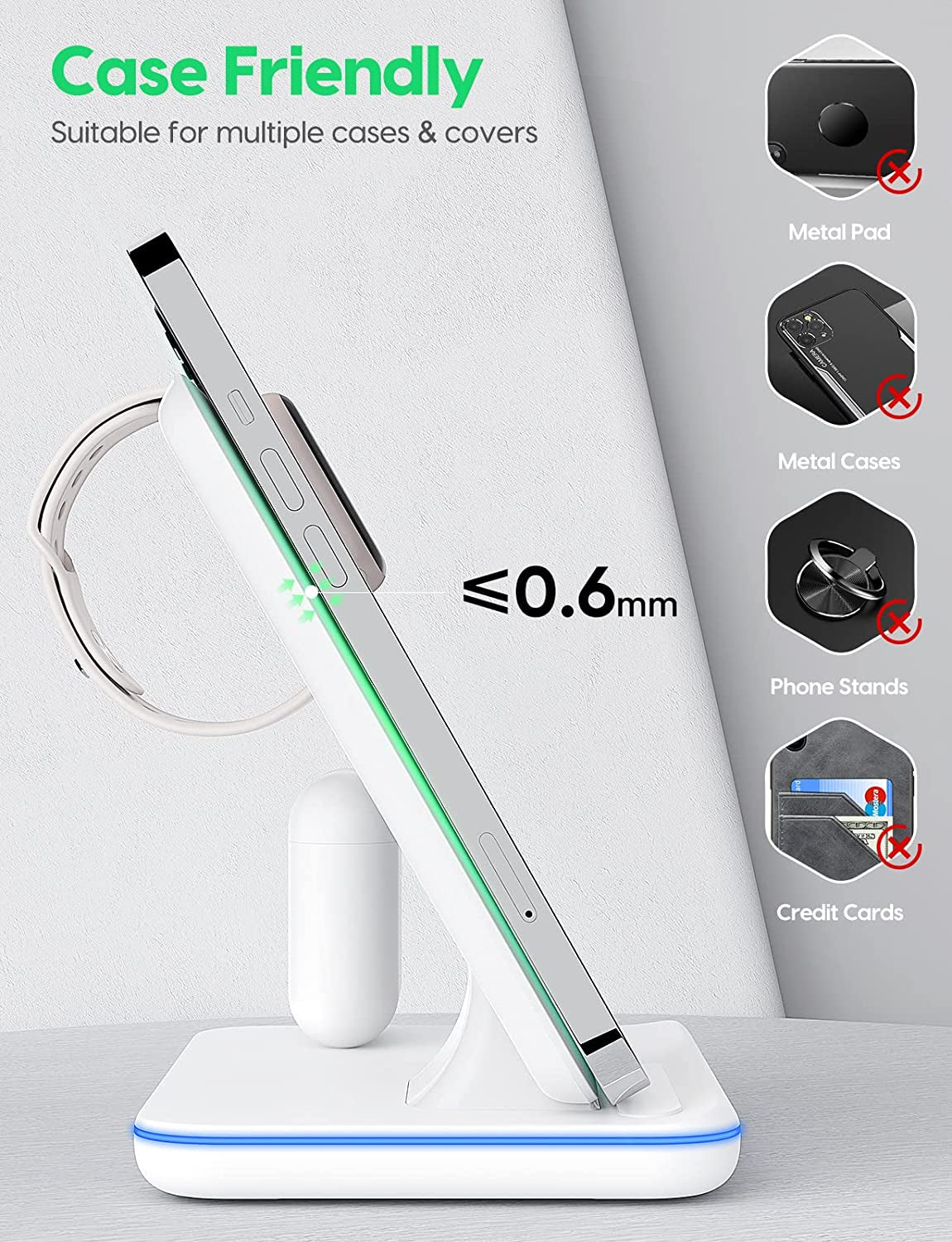 Wireless Charging Station, 2023 Upgraded 3 in 1 Wireless Charger Stand with Breathing Indicator Compatible with Iphone 14/13/12/11 Pro/Xs, Airpods 3/2/1/Pro 2, Iwatch Series 8/7/6/5/4/3,Samsung Phones  ZOOULAI   