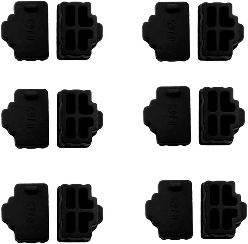 Silicone 12Pcs Ethernet Hub Port RJ45 Anti-Dust Cover Plugs Protector Stopper Cap for Female Port Black for Tv,Computer,Other Devices.  LampVPath   