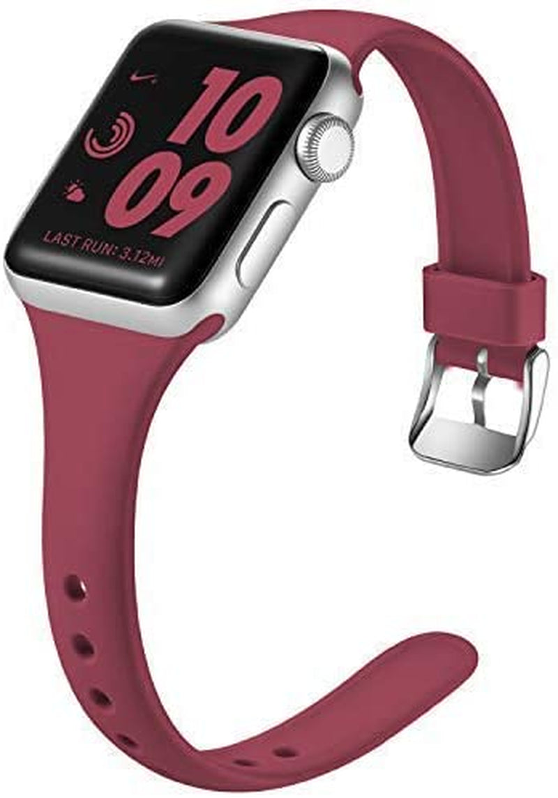 Laffav Slim Band Compatible with Apple Watch 49Mm 45Mm 44Mm 42Mm Iwatch SE & Ultra & Series 8/7/6/5/4/3/2/1 for Women Men, Black, S/M  Laffav Red 38mm/40mm/41mm S/M 