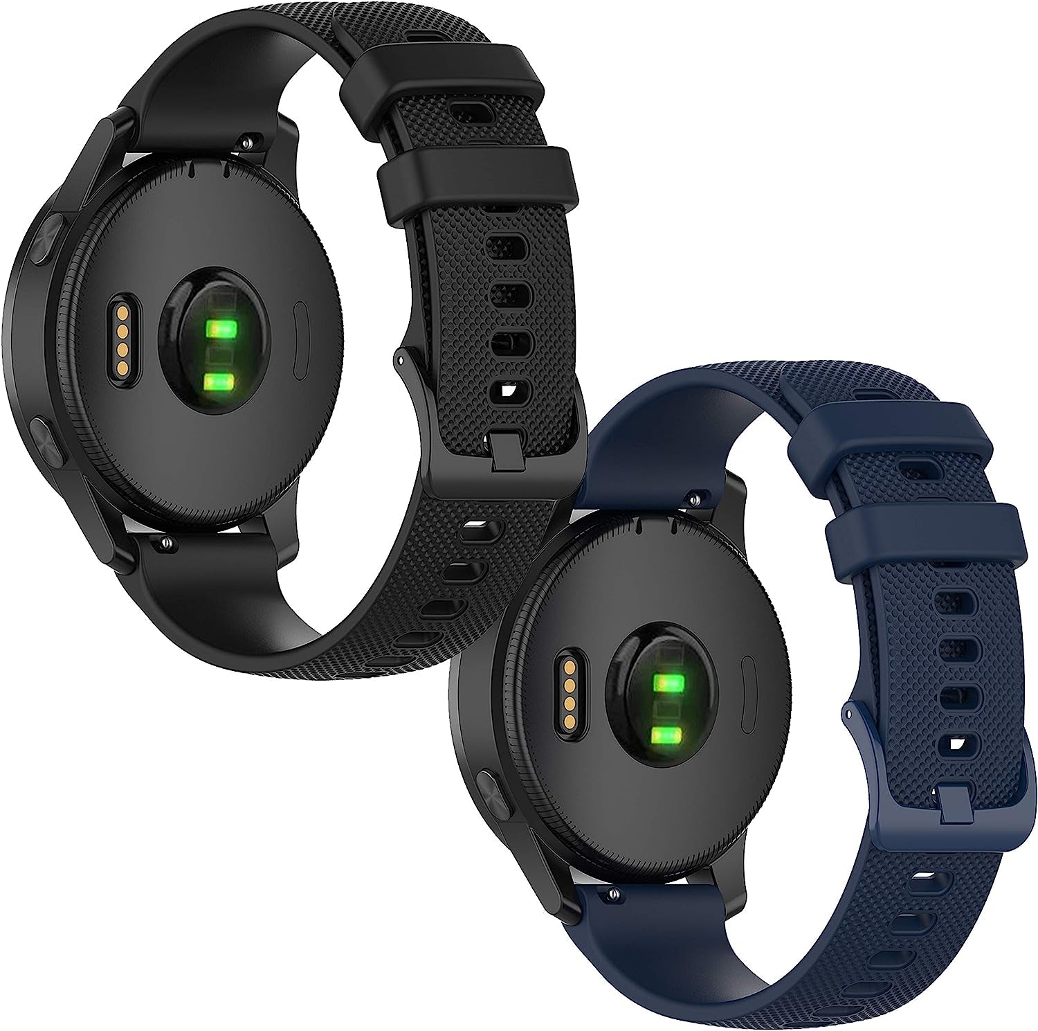 Anrir for Garmin Vivoactive 4 45Mm Watch Band/Venu 2 Bands,22Mm Silicone Bands for Samsung Galaxy Watch 3 45Mm /Galaxy Watch 46Mm/Gear S3 Frontier/Classic Band, Fossil Men'S Gen 6/5E 44Mm Bands-Black  Anrir Black+Midnight Blue  