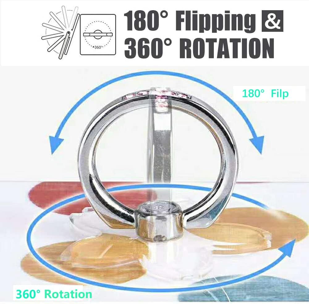 Transparent Phone Ring Holder Grip 5 Pack- Glitter Diamond Clear Cell Phone Ring Stand Holder Finger Grip Kickstand 360¡Ã Rotation, Compatible with Most of Phones, Tablets and Case  CRUMPS   