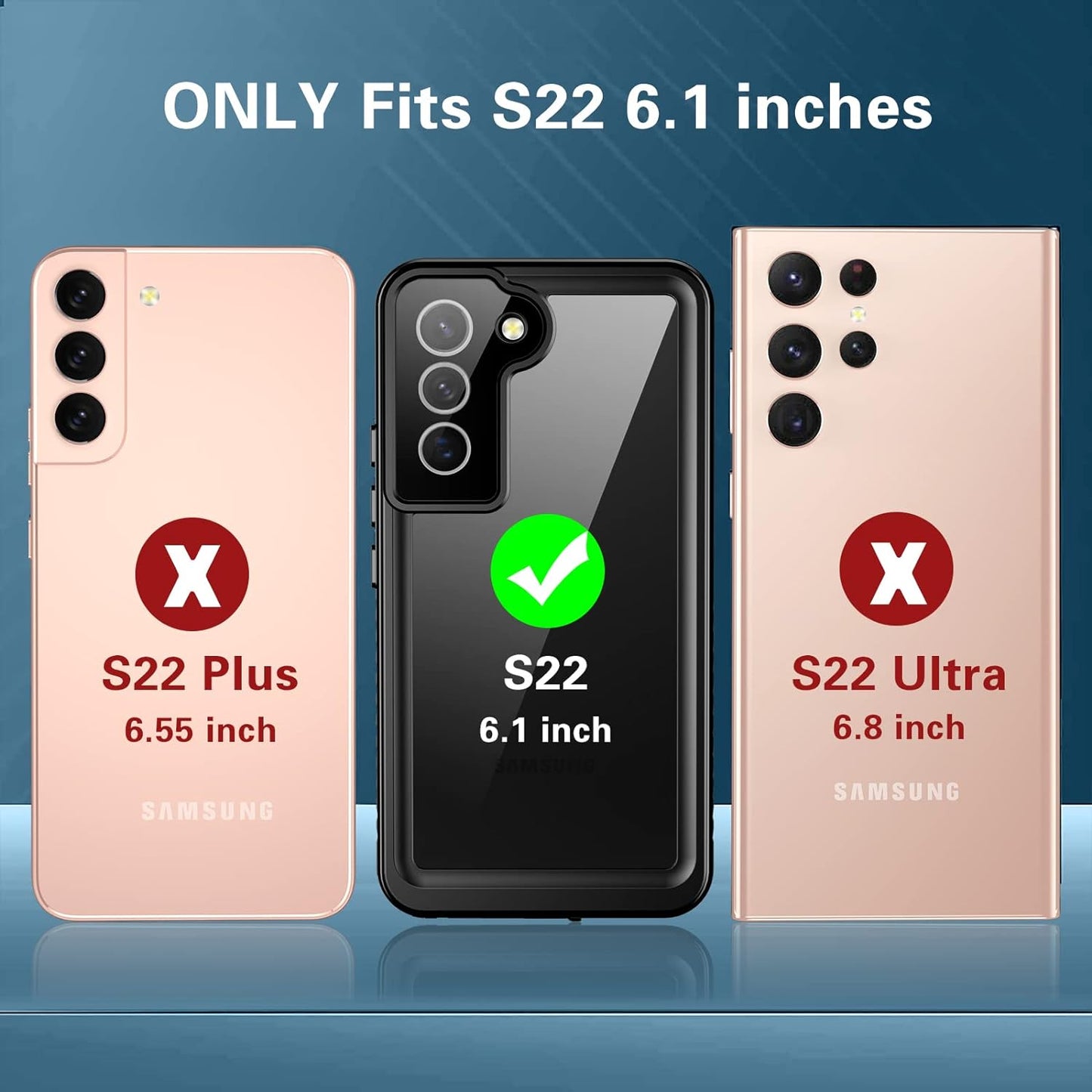 ANTSHARE for Samsung Galaxy S22 5G Case Waterproof Shockproof,Samsung S22 Case with Screen Protector,Full Body Heavy Duty Protective Case for S22 Blue/Clear  ANTSHARE   