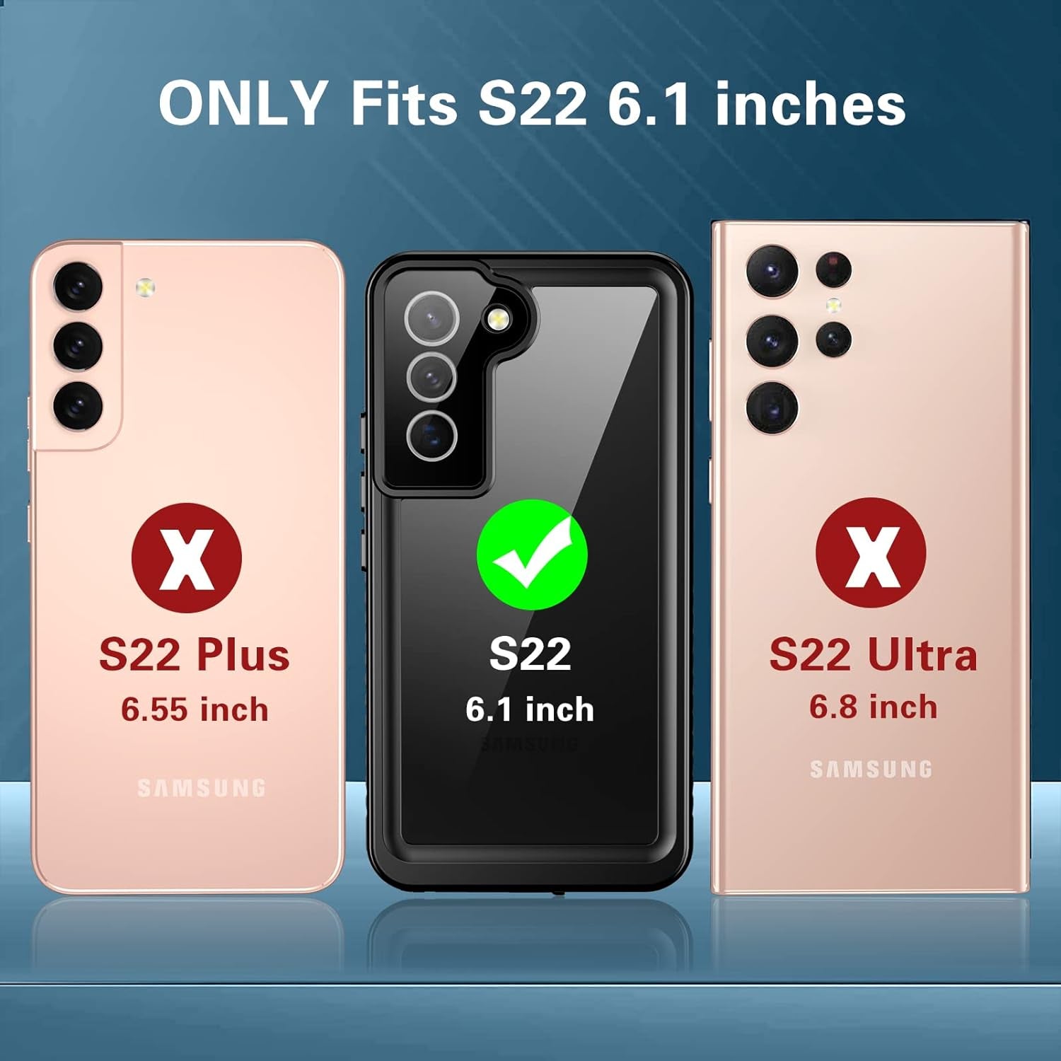 ANTSHARE for Samsung Galaxy S22 5G Case Waterproof Shockproof,Samsung S22 Case with Screen Protector,Full Body Heavy Duty Protective Case for S22 Blue/Clear  ANTSHARE   