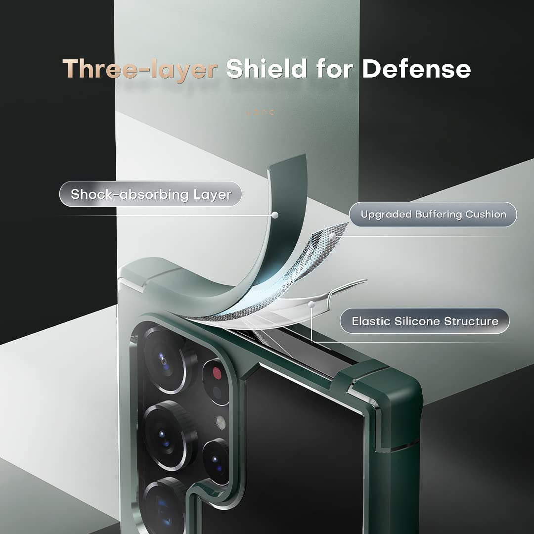 TOCOL for Samsung Galaxy S22 Ultra Case, Translucent Matte Hard Back [Military Grade Shockproof] [Anti-Scratch & Anti-Fingerprint] Slim Fit Protective Cover for Galaxy S22 Ultra Case 6.8'', Green  TOCOL   