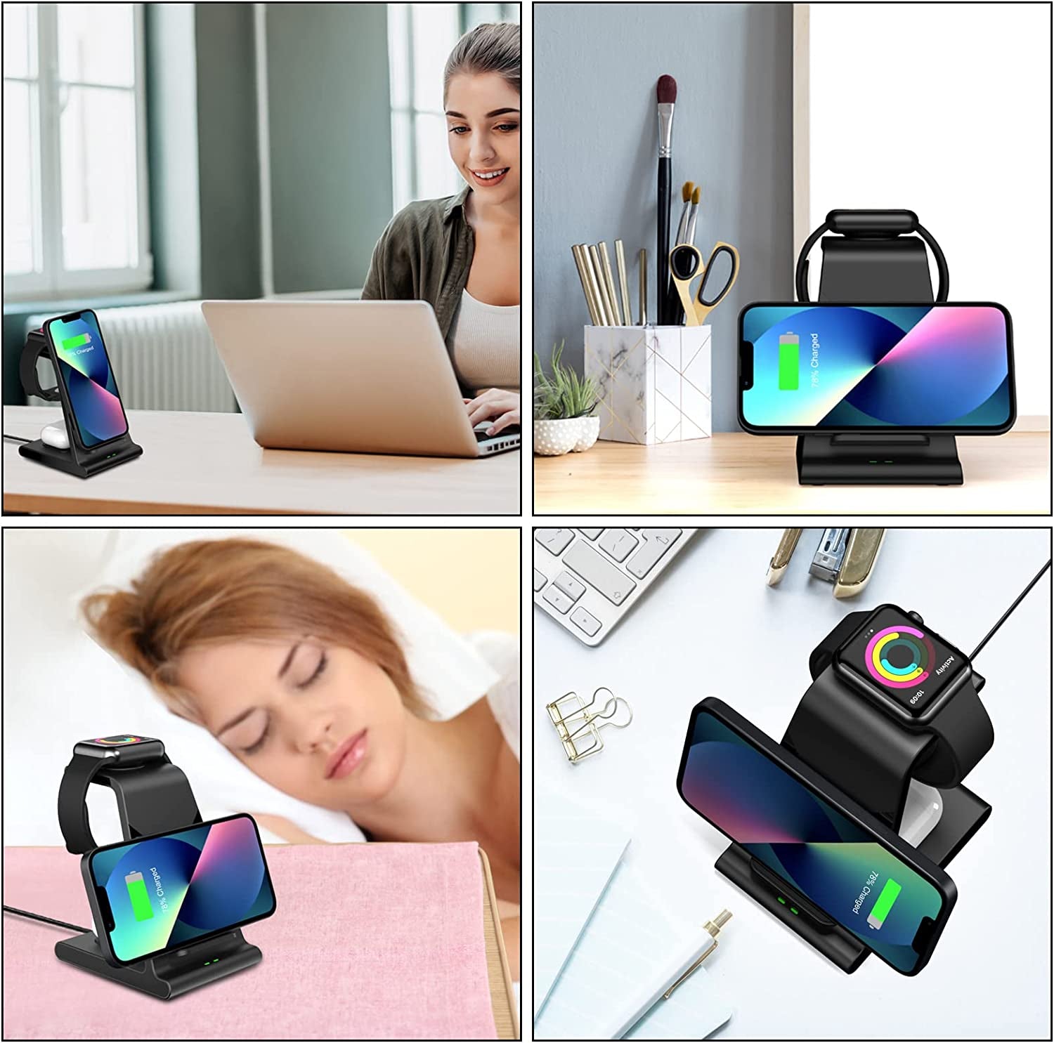 Aukvite 3 in 1 Wireless Charging Station Apple, Wireless Watch Charger Dock for Iwatch Series 8 7 6 5 4 3 2 Airpods, Phone Charger Stand Compatible with Iphone 14 Pro Max 13 12 Pro Samsung S22(Black)  Shenzhen Xuanfeng Innovations Technology Co., Ltd.   