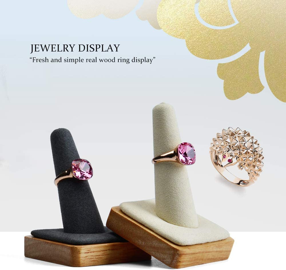 Oirlv Single Finger Wooden Ring Display Stand Jewelry Showcase Display Holder (Grey)  Oirlv   