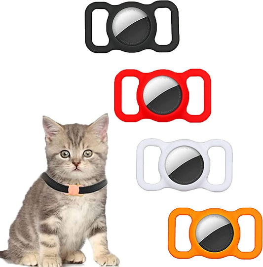 Vfari 4 Pack Dog Collar Holder Cat Collars, Silicone Case Compatible for Airtags for Dog Cat Collar Pet Loop Holder, Protective Anti-Scratch Lightweight Skin Cover, Work with Pet Dog Cat Collar  VA   