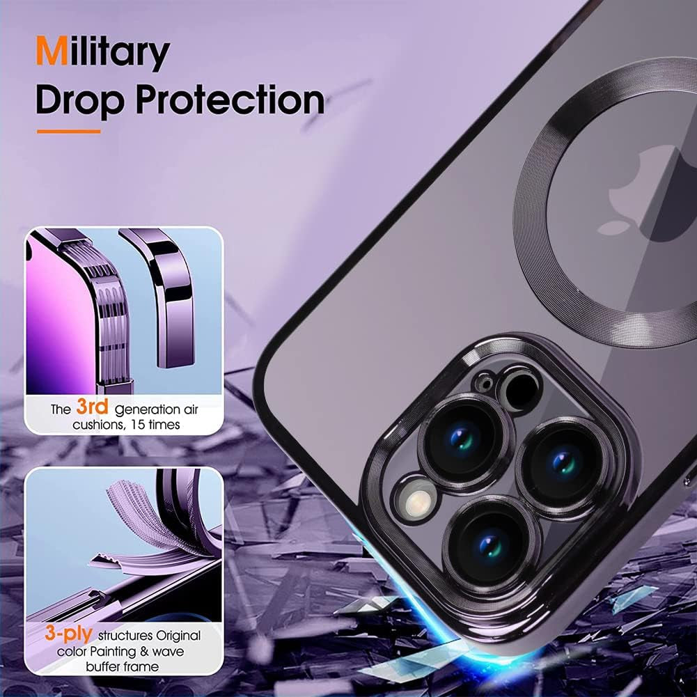 ZIYE Magnetic Case for Iphone 14 Pro Max Case [Compatible with Magsafe] Camera Lens Protector Plating Luxury Cover for Women Men Clear Soft TPU Shockproof Protective Phone Case - Purple  ZIYE   