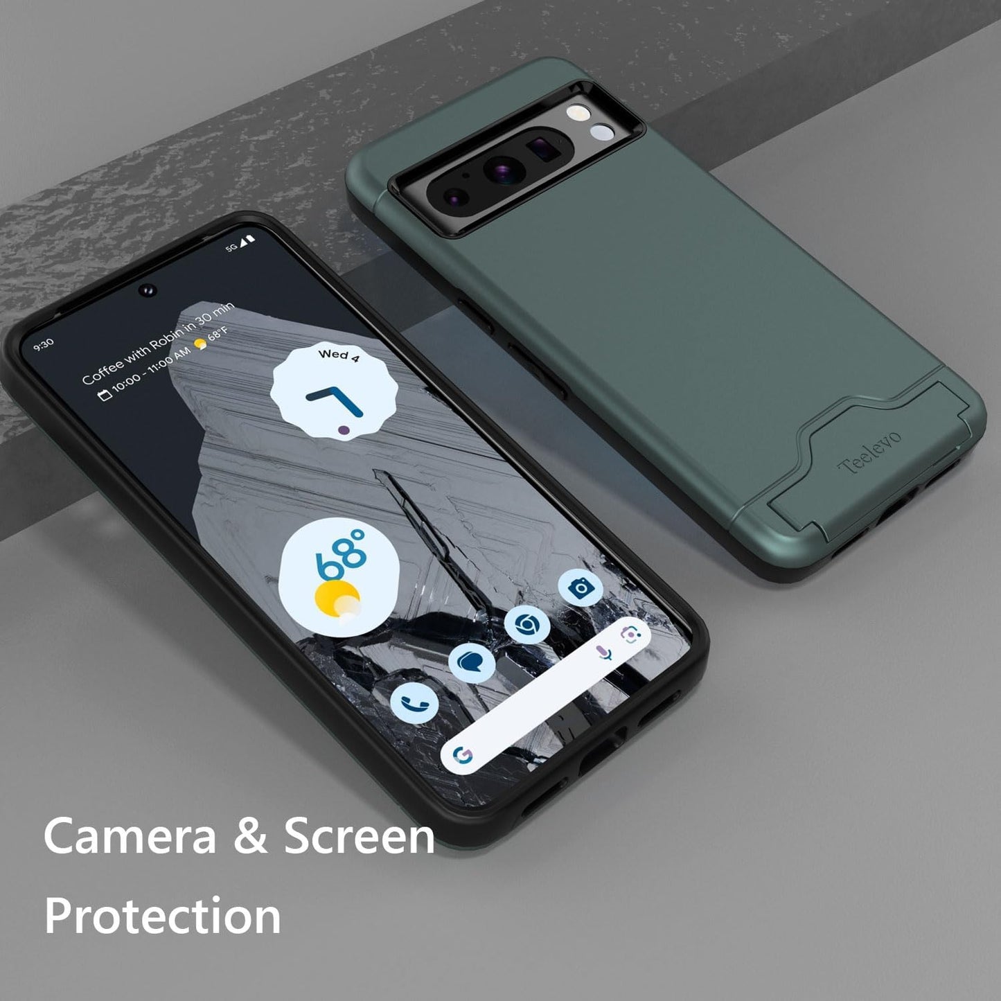 Teelevo Wallet Case for Google Pixel 8 Pro, Dual Layer Case with Card Slot Holder and Kickstand for Google Pixel 8 Pro - Dark Green  Teelevo   