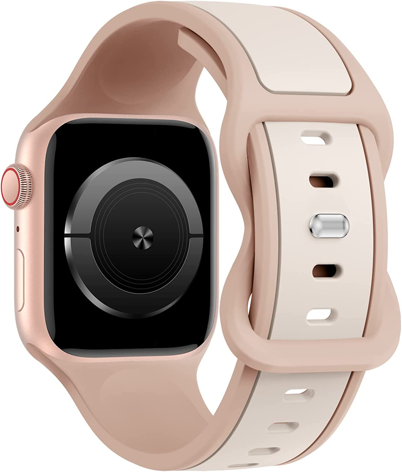 Acrbiutu Two-Toned Dual Color Bands Compatible with Apple Watch 38Mm 40Mm 41Mm 42Mm 44Mm 45Mm 49Mm, Replacement Soft Silicone Sport Strap for Iwatch Series Ultra 8/7/6/5/4/3/2/1 SE Women Men  Acrbiutu Milk Tea/Starlight 38mm/40mm/41mm 