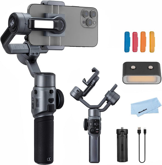 Zhiyun Smooth 5S Gray Gimbal Stabilizer for Smartphone Iphone 14 13 12 11 SE SR X 8 Pro Max plus Samsung Android for Youtube Tiktok Vlogging Zhiyun Smooth 5 Phone Gimbal Upgraded+1Pcs Mini LED Light  Zhiyun   