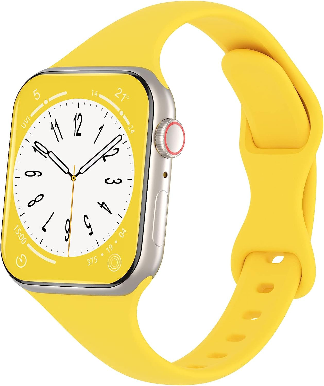 DYKEISS Sport Slim Silicone Band Compatible for Apple Watch Band 38Mm 42Mm 40Mm 44Mm 41Mm 45Mm 49Mm, Thin Soft Narrow Replacement Strap Wristband for Iwatch Ultra Series 8/7/SE/6/5/4/3/2/1 Women Men  DYKEISS Mango Yellow 42/44/45/49mm 