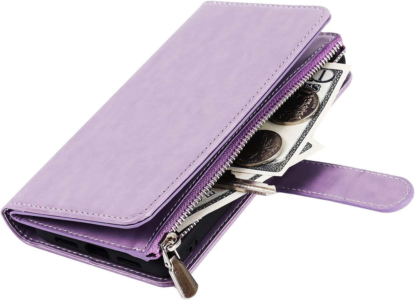 Ｈａｖａｙａ Google Pixel 6 Pro 5G 6.7" Case Zipper Wallet- with 6 Card Holder [RFID Blocking]- Detachable 2-In-1-Wristband Lanyard - for Women and Men-Wireless Charger Compatible Flip Folio Cover-Purple  Ｈａｖａｙａ   