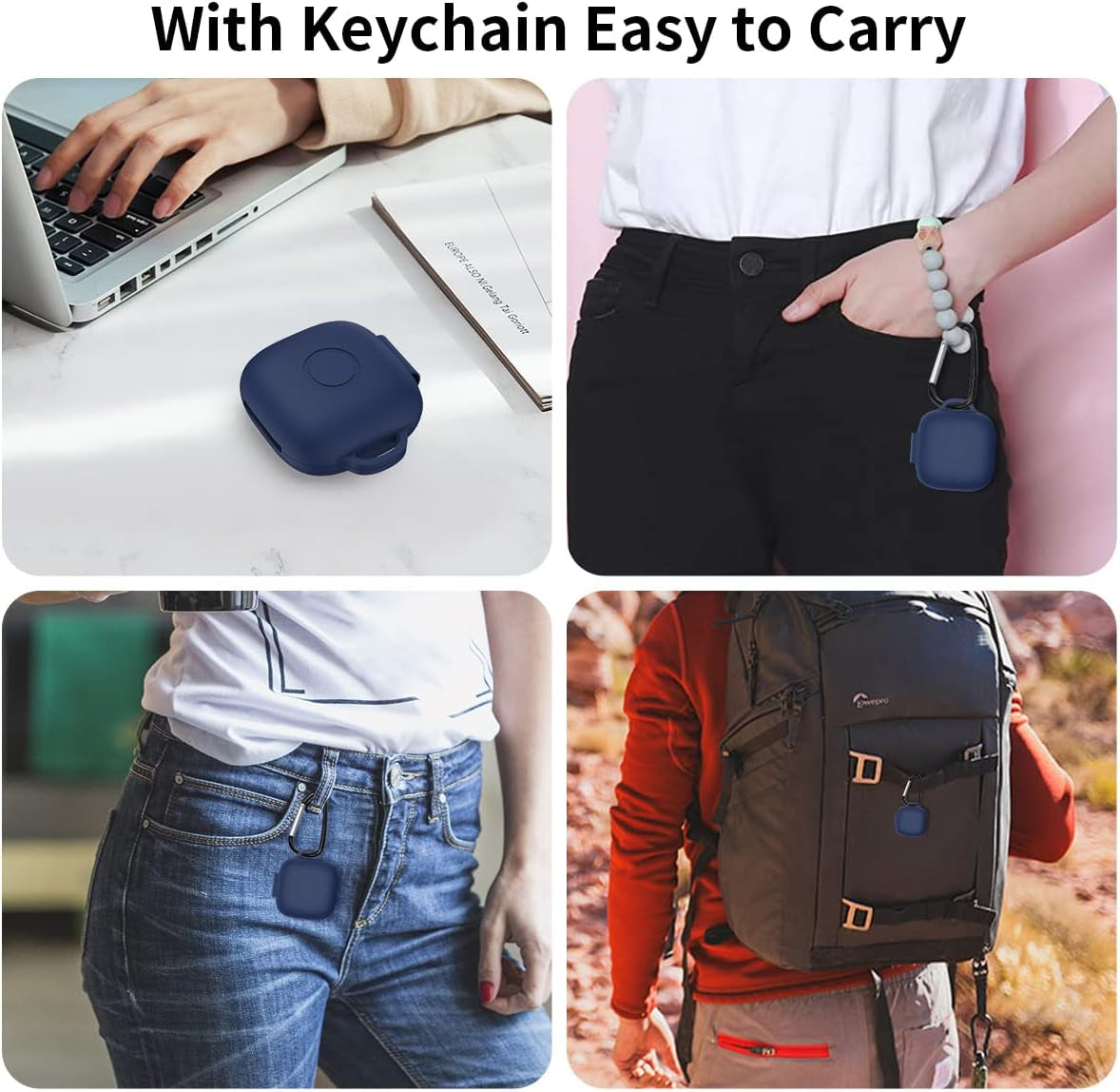 WOFRO Beats Fit Pro Case [5 in 1] Accessories Kit Shockproof Anti-Scratch Silicone Protective Cover for Beats Fit Pro 2021 with Keychain/Anti-Lost Strap/Silicone Ring/Brush(Blue)  WOFRO   