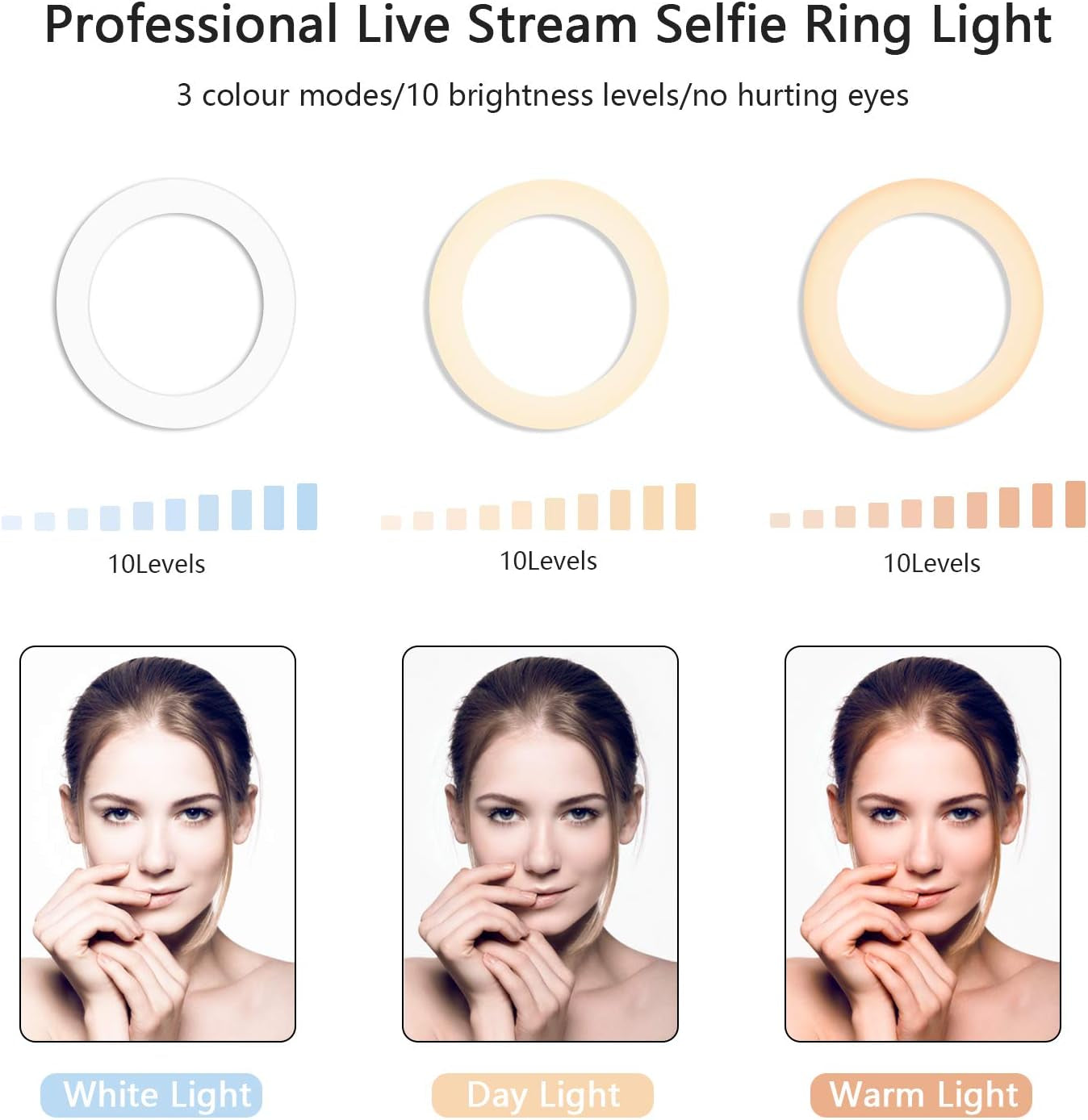 Selfie Ring Light with 28.1'' to 83.8'' Extendable Tripod Stand,Peteme LED Ring Light with Phone Holder for Live Streaming/Makeup/Youtube Video/Photography,Compatible with Iphone/Android  Peteme   