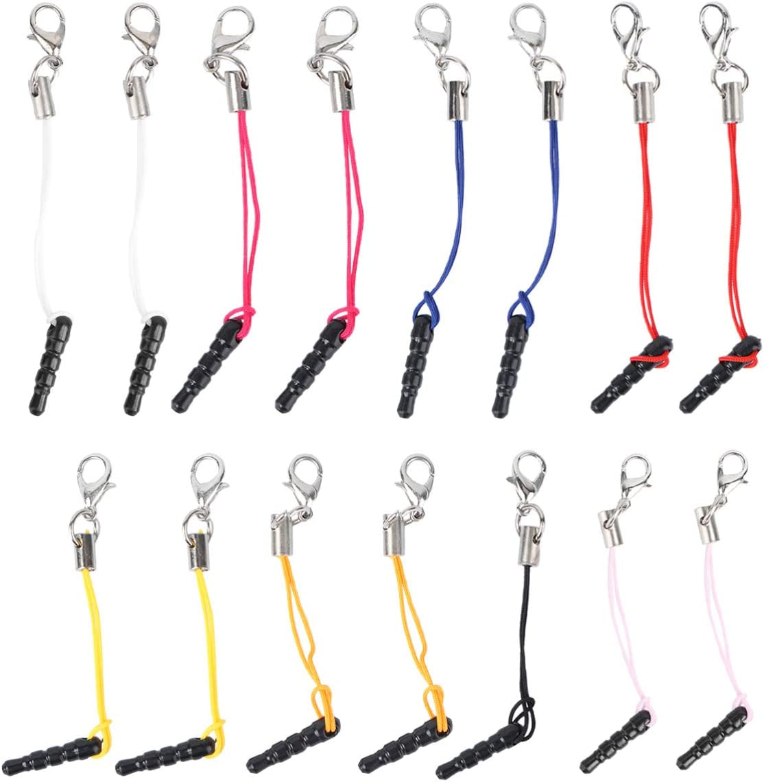 Hemobllo 15Pcs Dust Plug Charm Straps with Dust Plugs Lobster Clasps DIY Earphone Jack Accessories Cell Charms (Random Color)  Hemobllo   