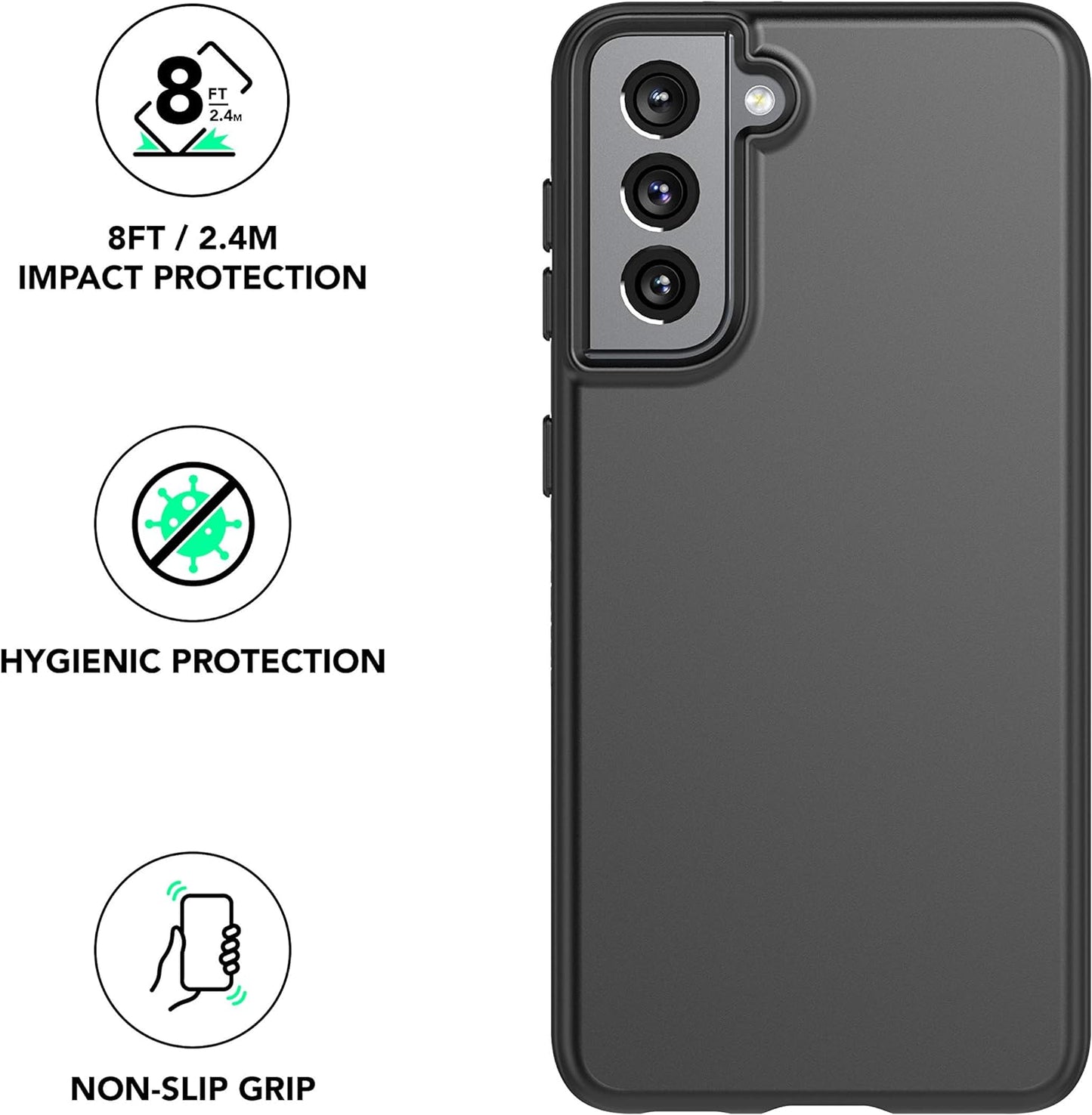 Tech21 Evoslim Phone Case for Samsung S21 5G - 8 Ft. Drop Protection, Charcoal Black  tech21   