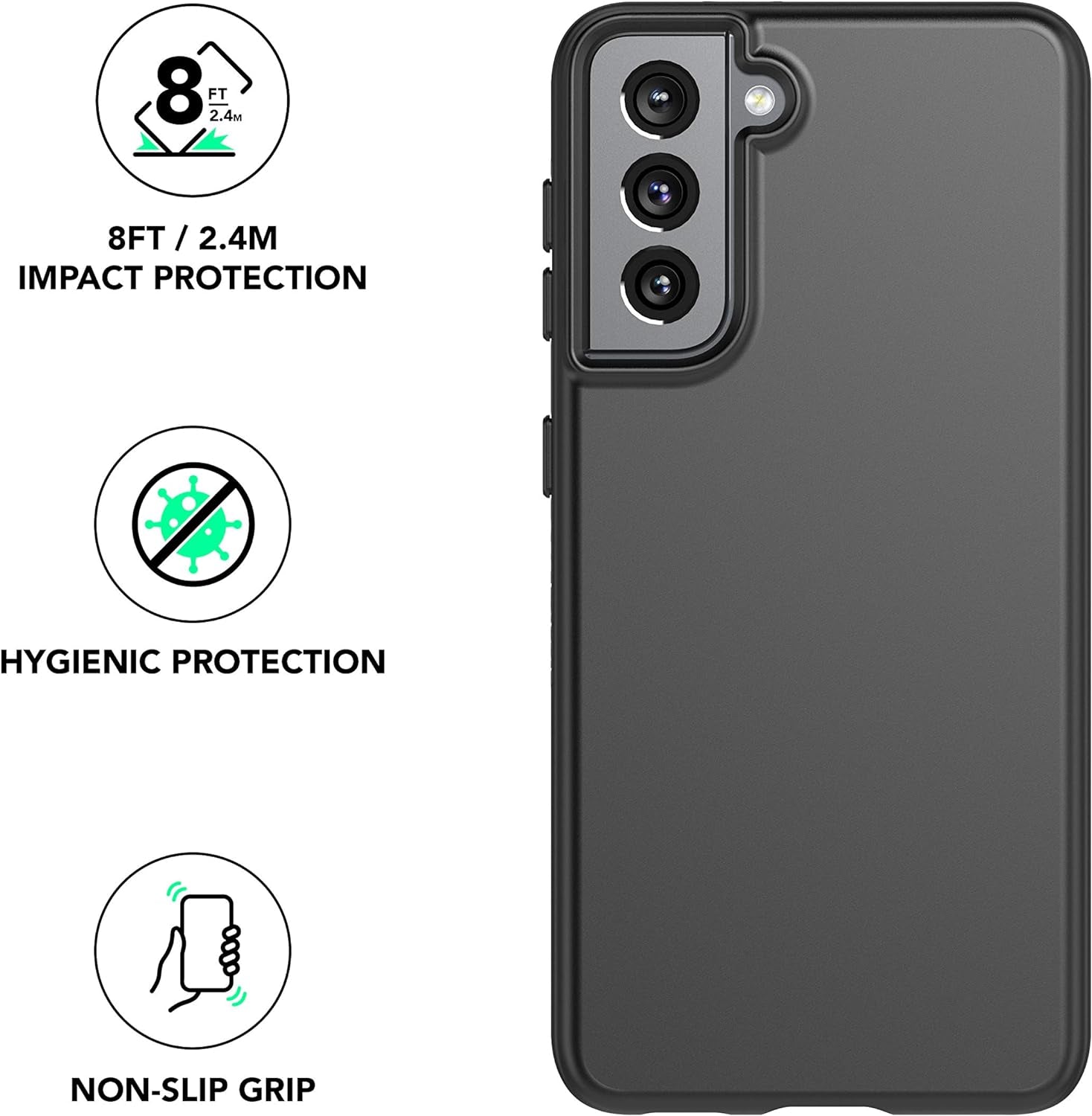 Tech21 Evoslim Phone Case for Samsung S21 5G - 8 Ft. Drop Protection, Charcoal Black  tech21   