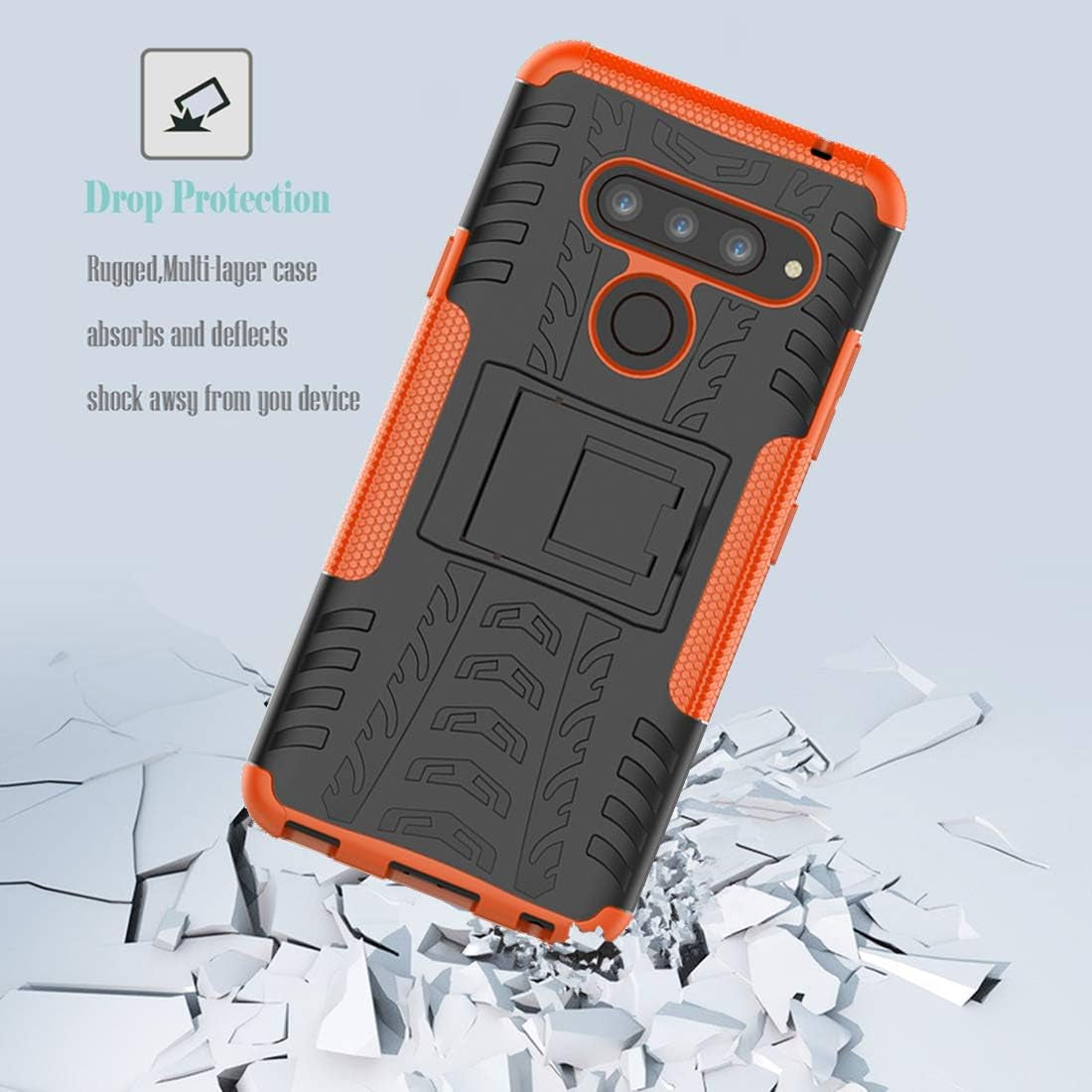 Yerebel for LG V35 Thinq Case, for LG V30 Case, for LG V30S Thinq Case, with Kickstand Hard PC Back Cover Soft TPU Dual Layer Protection Phone Cover for LG V35/LG V30 plus (Orange)  Yerebel   