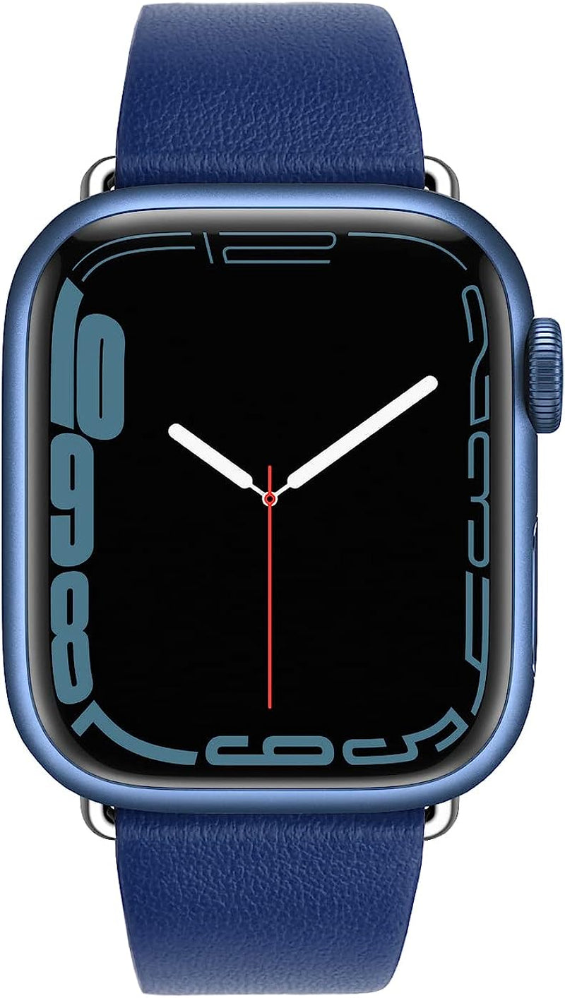 Eyamumo Thin Leather Band Compatible with Apple Watch Bands 41Mm 40Mm 38Mm Women, Genuine Leather Bands Wristbands Replacement Straps for Apple Iwatch SE2 SE Series 8 7 6 5 4 3 2 1  Eyamumo Blue 41MM / 40MM / 38MM 