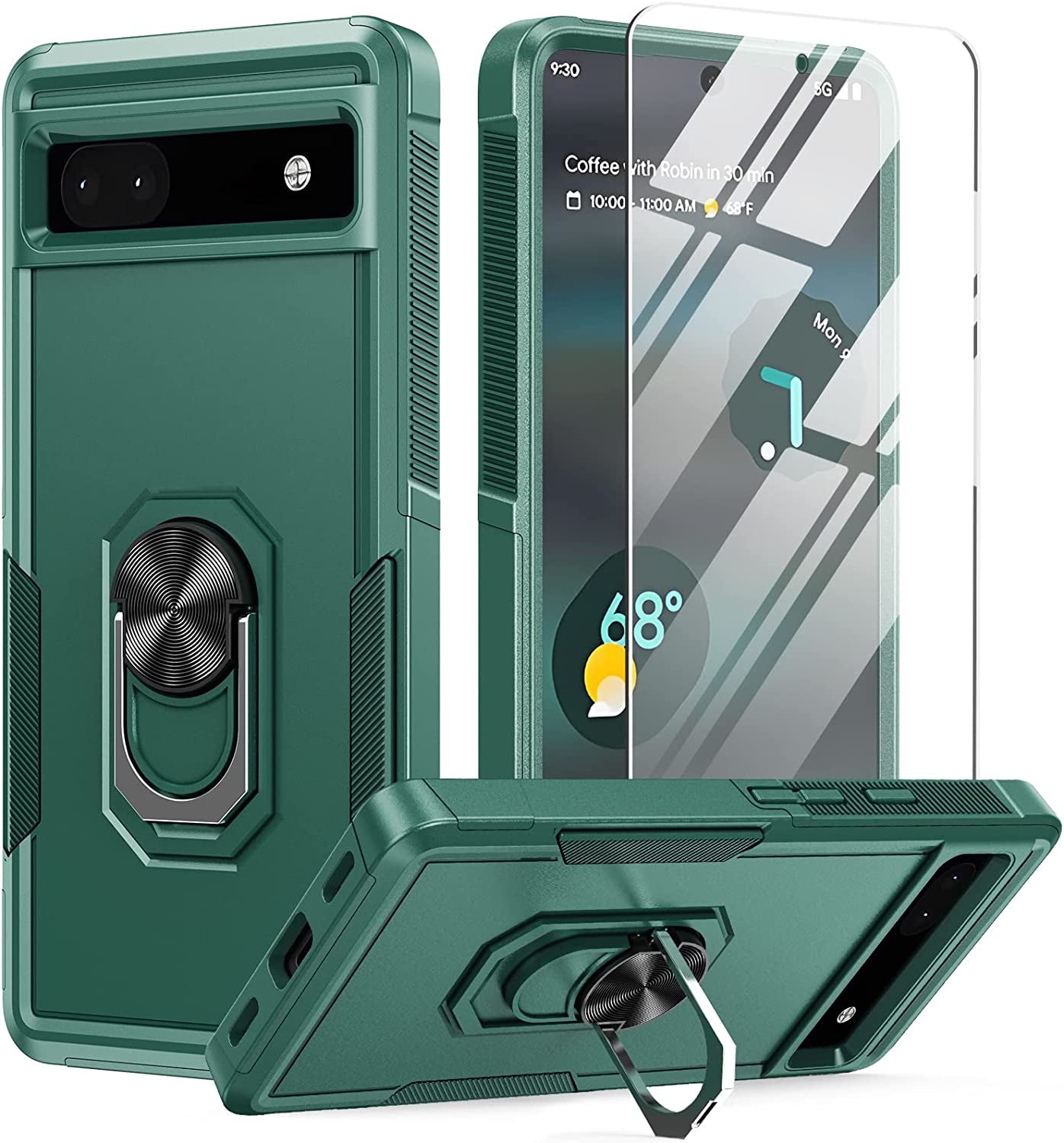 JXVM for Google Pixel 6A Phone Case: Dual Layer Protective Heavy Duty Cell Phone Cover Shockproof Rugged with Non Slip Textured Back | Military Drop Protection Bumper Tough - 6.1Inch (Burgundy Purple)  JXVM A-Green  