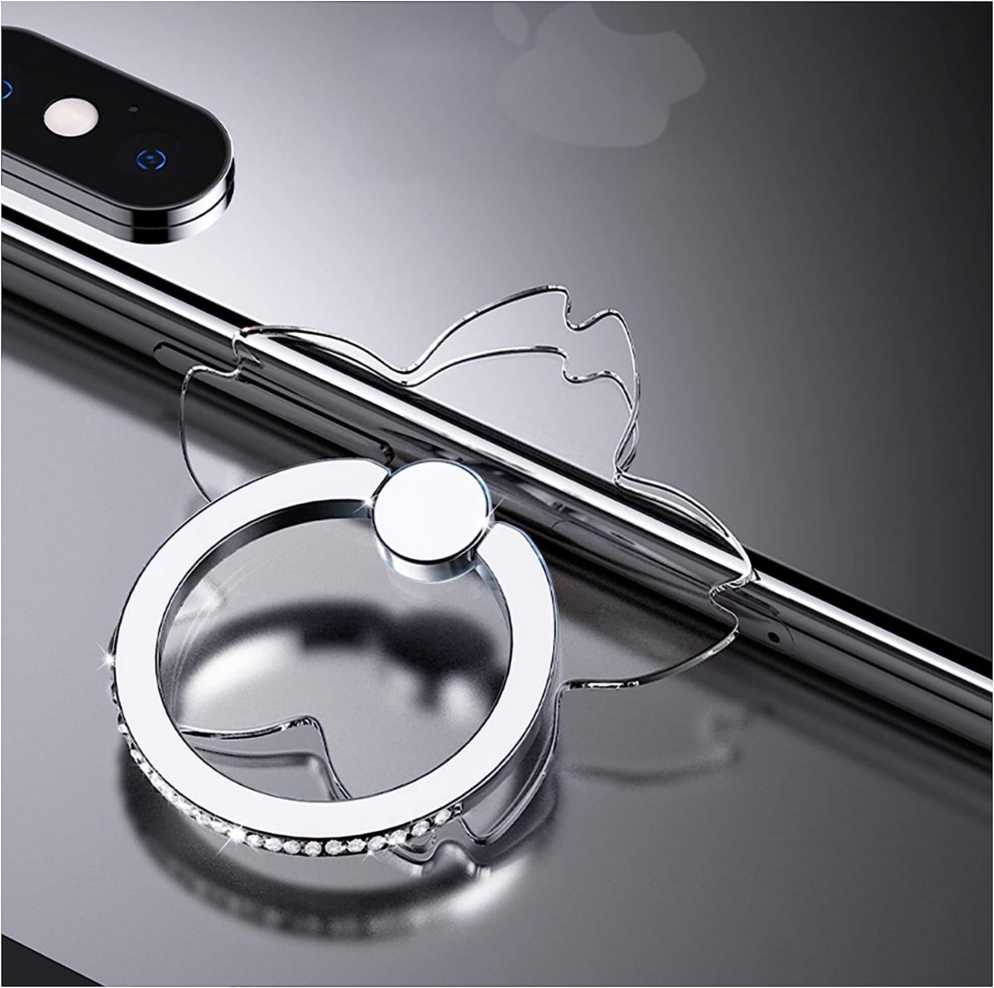 YINHEXI 2 Pcs Transparent Phone Ring Stand Holder Cell Phone Ring Holder Finger Grip 360 Degree Rotation (Rose Gold & Diamond-3)  YINHEXI Silver & Diamond-5  