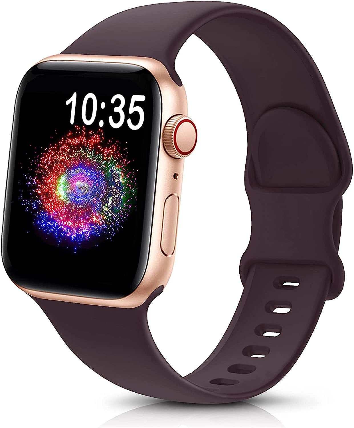 Treasuremax Sport Band Compatible with Apple Watch Bands 38Mm 40Mm 41Mm 42Mm 44Mm 45Mm 49Mm,Soft Silicone Replacement Strap Compatible for Apple Watch Series Ultra 8 7 6 5 4 3 2 1 SE Men Women  TreasureMax Dark Cherry 42MM/44MM/45MM/49MM 