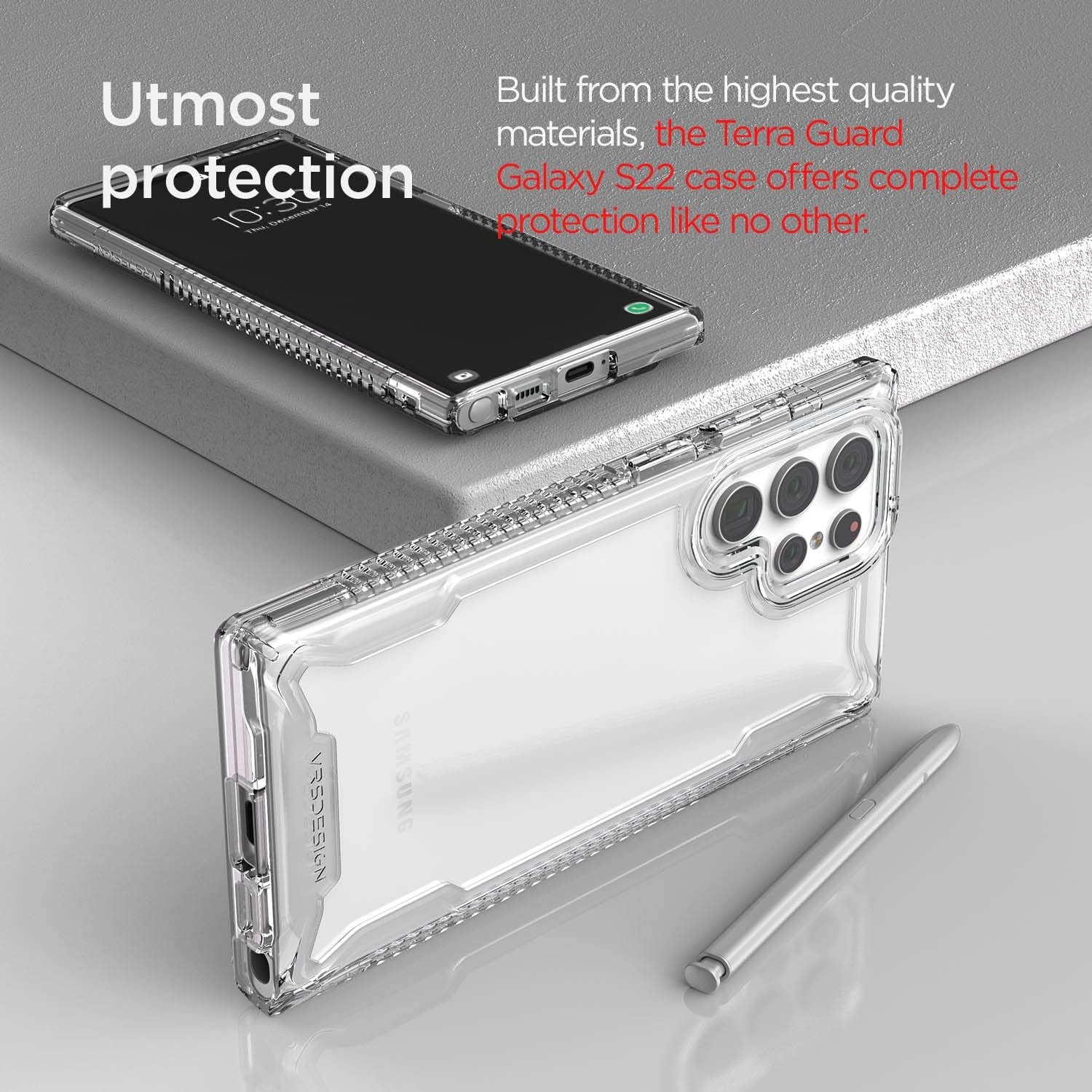 VRS Desgin Terra Guard Crystal Compatible with Galaxy S22 Ultra Case, Non-Slip Grip Clear Case for Galaxy S22 Ultra (2022)  VRS DESIGN   