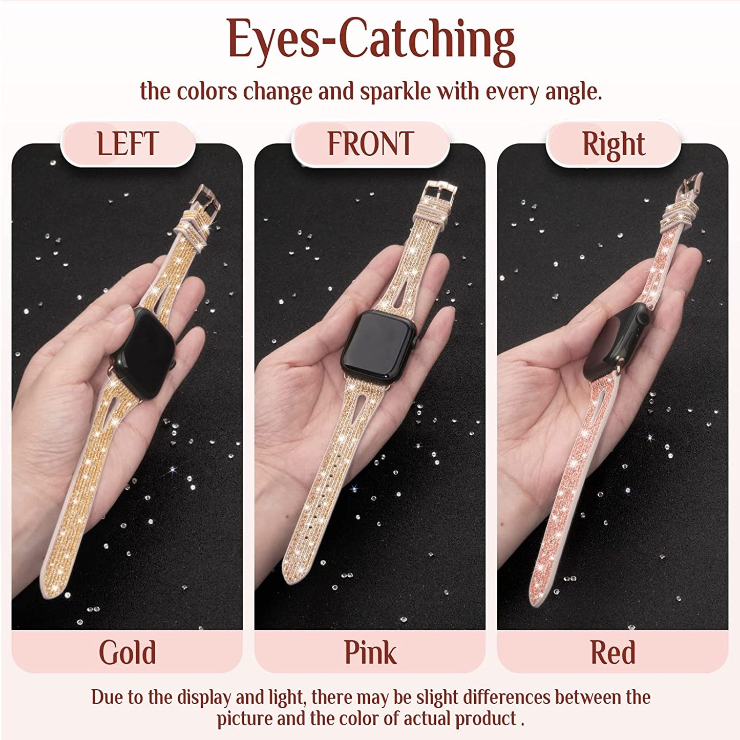 Goton Bling Band for Apple Watch Bands 49Mm 45Mm 44Mm 42Mm 41Mm 40Mm 38Mm Ultra Series 8 7 6 5 4 3 2 1 SE, Women Glitter Silicone Strap Accessories Designed for Iwatch All Series  Yin-Goton   