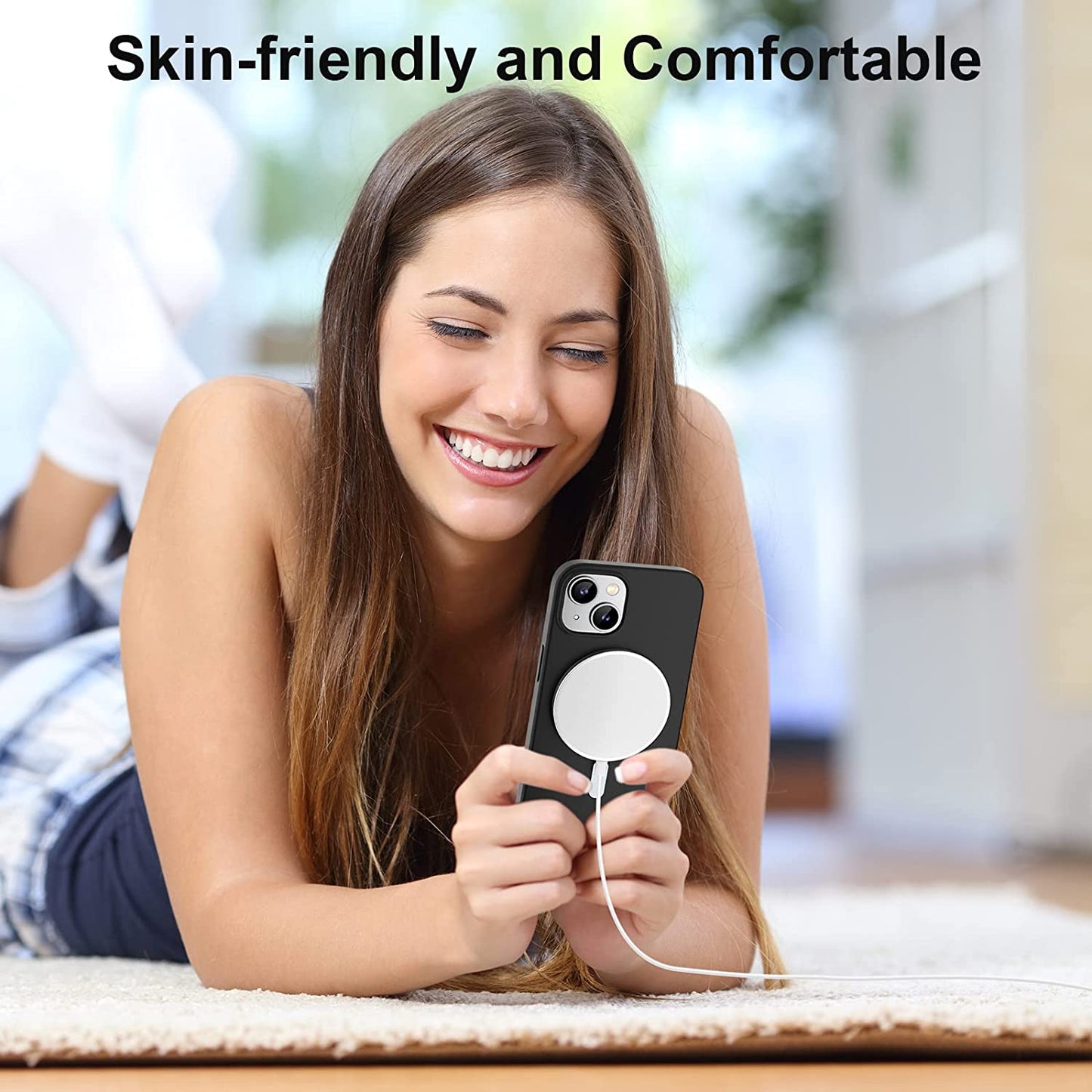 Zapica Liquid Silicone Magnetic for Iphone 14 Case, [Compatible with Magsafe] [With 2 Pack Glass Screen Protector] Anti-Scratch, Shockproof, Slim Soft Phone Case for Iphone 14, 6.1 Inch (Black)  zapica   