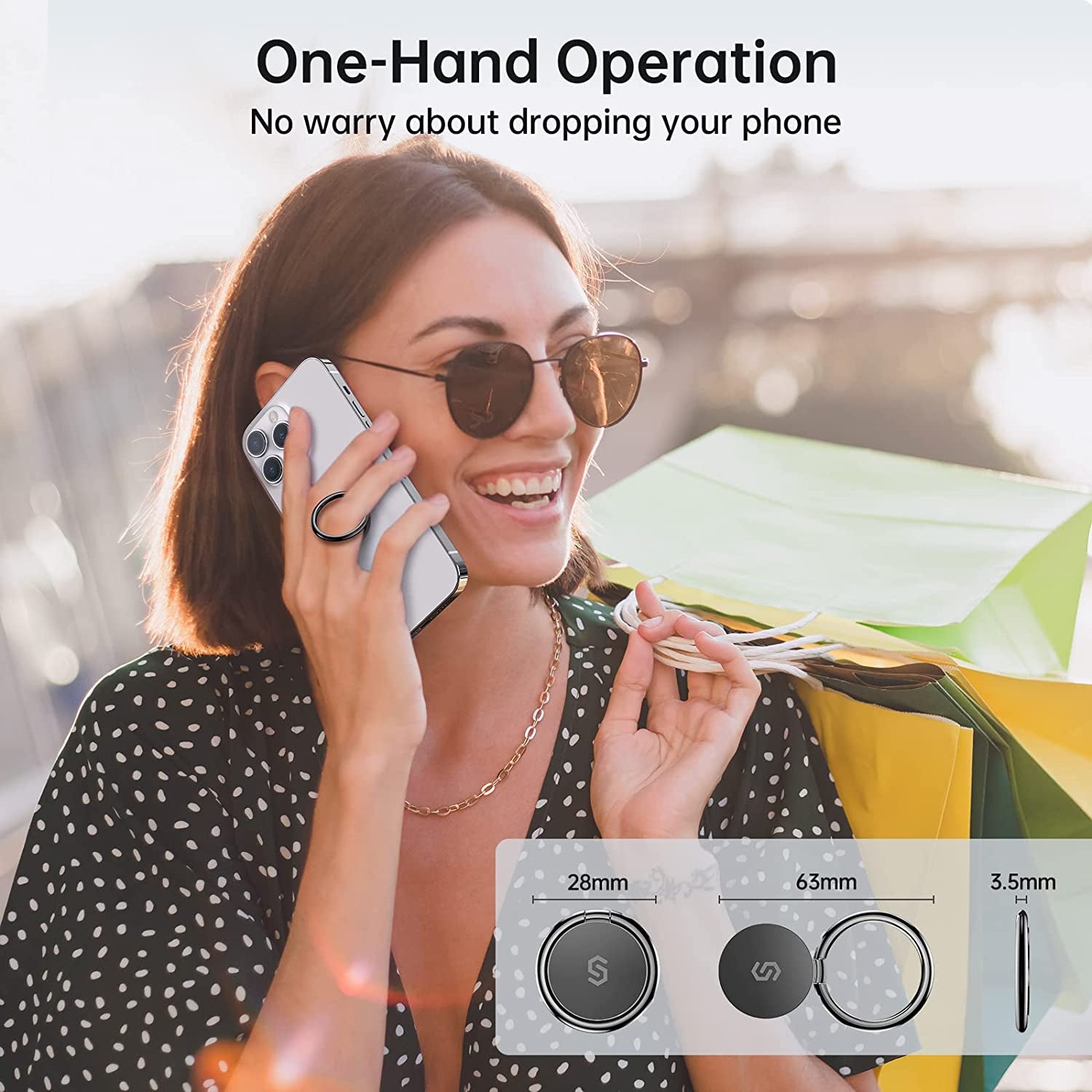 Syncwire Cell Phone Ring Holder Stand, 360 Degree Rotation Finger Ring Kickstand with Polished Metal Phone Grip for Magnetic Car Mount Compatible with Iphone, Samsung,Lg,Pixel, Smartphone Accessories  Syncwire   