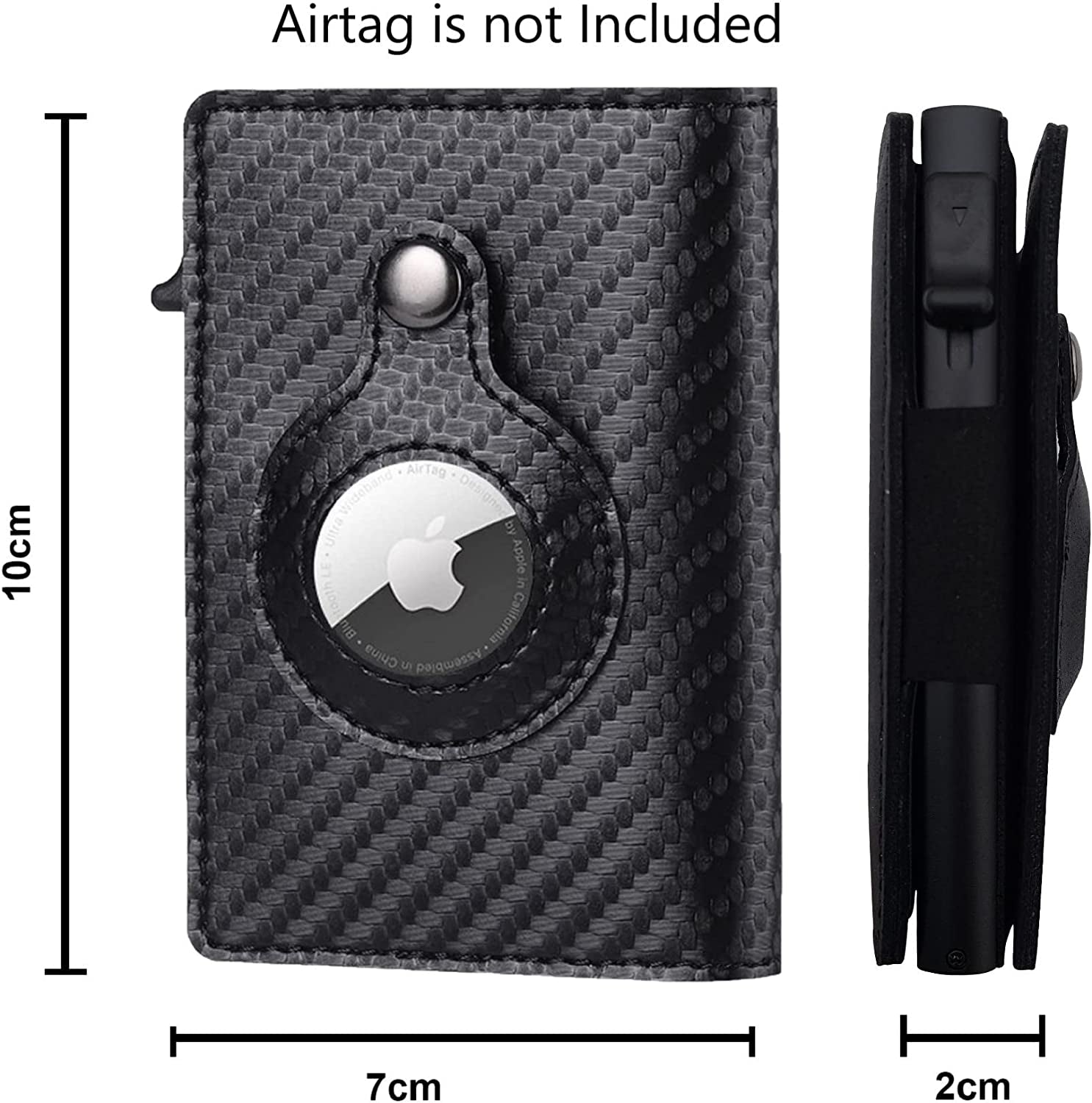 Airtag Wallet Case - Genuine Designer Leather Wallet for Men - 5-6 Pop up Credit Cards Money Holder, RFID Blocking - Slim, Thin, Trifold Wallet Air Tag Holder - Magnetic Close (Carbon Fiber)  Thepricesright4u   