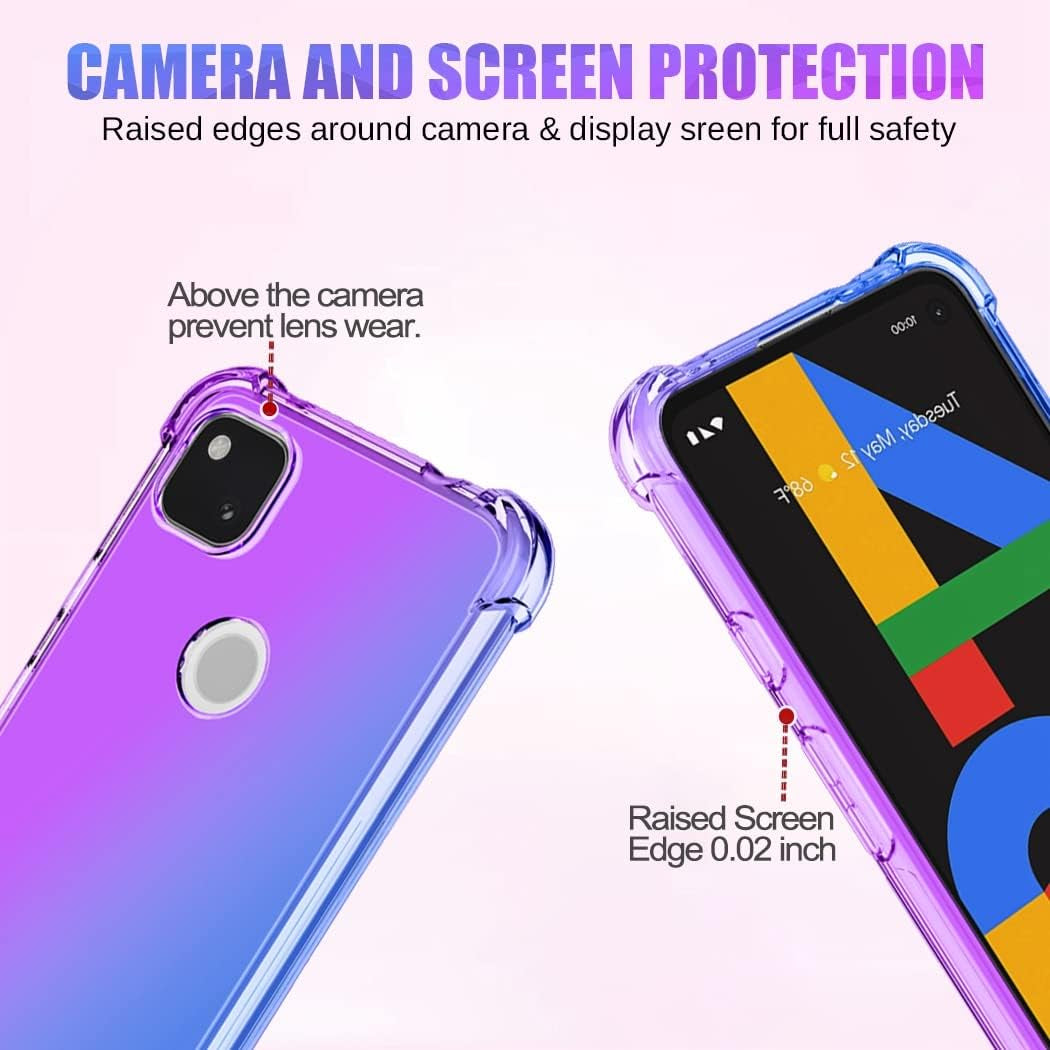 Gufuwo Case for Google Pixel 4A (Not Fit Pixel 4A 5G) Cute Case Girls, Gradient Slim anti Scratch Soft TPU Phone Cover Shockproof Protective Case for Google Pixel 4A (Purple/Blue)  Gufuwo   