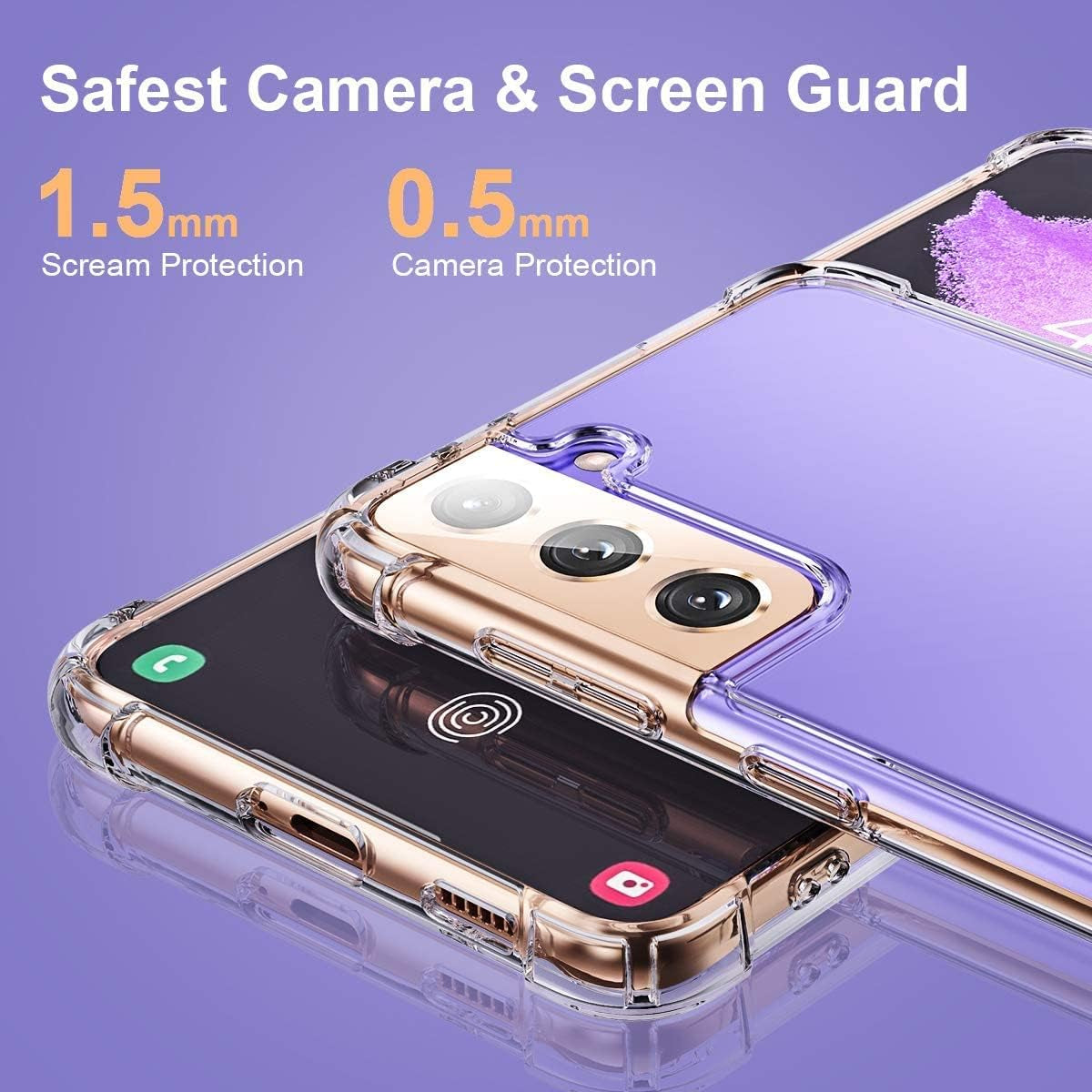 Galaxy S21 Case Crystal Clear Shockproof Bumper Protective Cell Phone Cover for Samsung Galaxy S21 5G Hybrid Design Hard PC Back with Flexible TPU Frame Slim Fit Skin for Men Women Boy Girl 4 Corners  KIOMY   