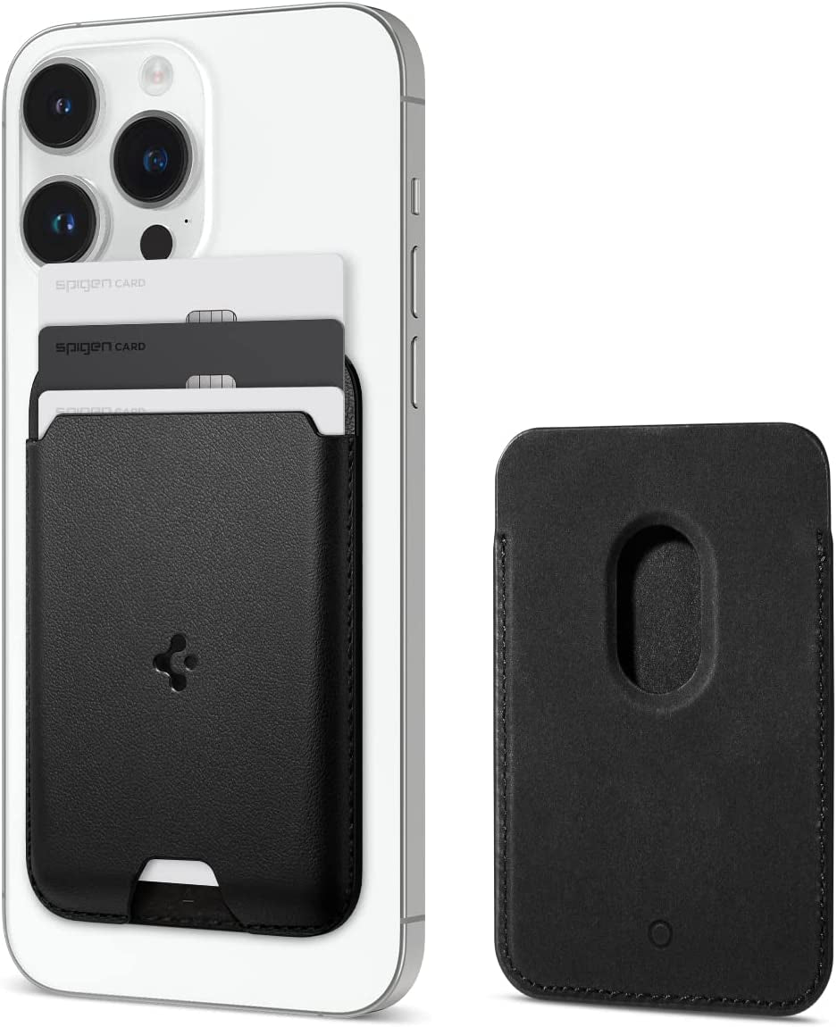 Spigen Valentinus (Magfit) Magnetic Wallet Card Holder 3-Cards Designed for Magsafe Compatible with Iphone 14, Iphone 13, Iphone 12 Models - Black  Spigen   