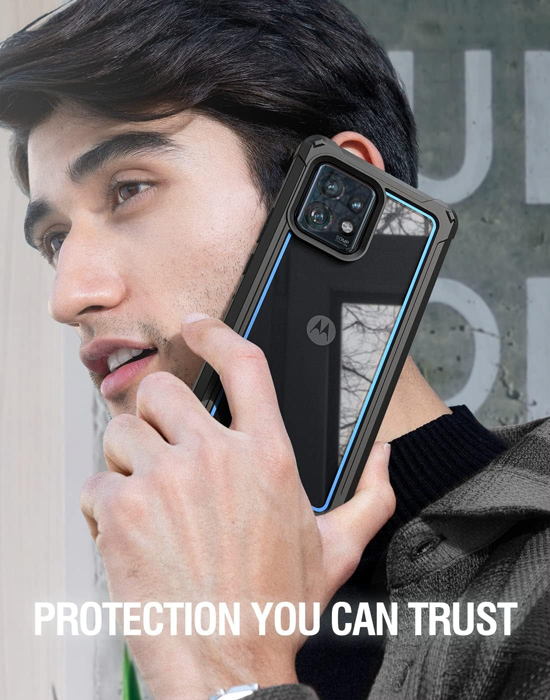 Poetic Guardian Case Designed for Motorola Moto Edge plus 5G 2023 [Not for 2022 Version], [20FT Mil-Grade Drop Tested], Full Body Hybrid Shockproof Bumper Cover with Built-In Screen Protector, Blue  Poetic   