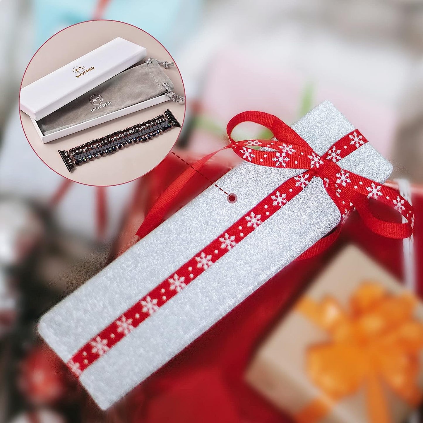 MOFREE Beaded Bracelet Compatible for Apple Watch Band 38Mm 40Mm 41Mm 42Mm 44Mm 45Mm Women,Fashion Handmade Elastic Stretch Strap for Iwatch Series SE 8 7 6 5 4 3 2 1  MOFREE   