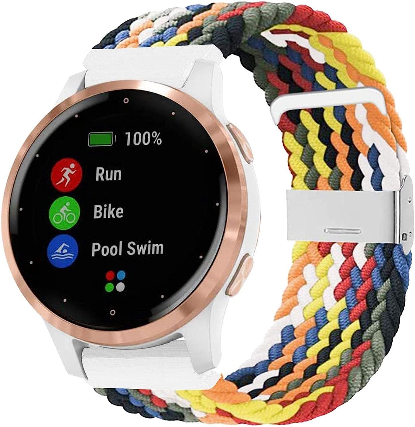 Abanen Braided Elastic Loop Watch Bands for Garmin Venu 2S / Vivoactive 4S / Vivomove 3S, 18Mm Elastic Soft Stretchy Nylon Quick Dry Women Wristband Strap for Forerunner 255S/255S Music  Abanen Multicolor  