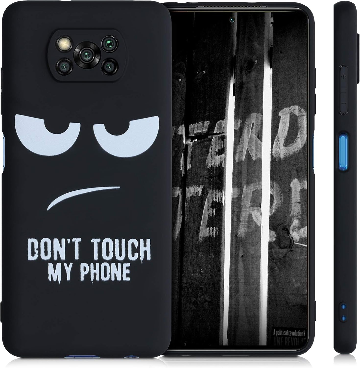 Kwmobile TPU Silicone Case Compatible with Xiaomi Poco X3 Nfc/Poco X3 Pro - Case Soft Cover - Don'T Touch My Phone White/Black  KW-Commerce   