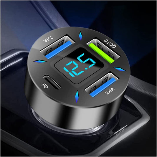 4 Ports USB Car Charger USB Adapter with Voltmeter,Type C Port PD 3.1/QC 3.0 Super Fast Charging Car Cigarette Lighter Plug for Iphone 14 13 12,S22 S21 S20,Ipad Pro& More Mobil Phone (Black)  manufacturer：Shenzhen Baixas Technology Co., Ltd   