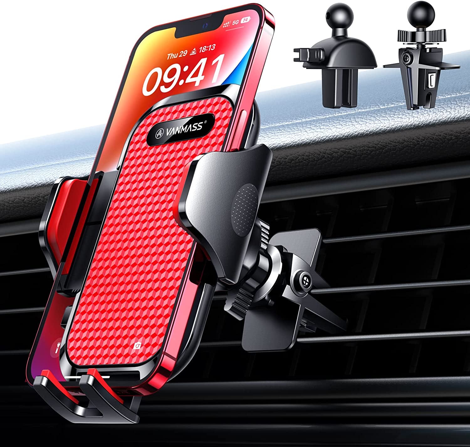 [Upgraded] VANMASS BEST Car Vent Phone Holder Mount Compatible for Iphone 14 13 Pro Max 12 11 X Xr Xs 8 7 plus Mini Se Android Mobile Cell Smartphone Universal Vehicle Handsfree Easy Clamp Clip Cradle  VANMASS 2nd-Generation  