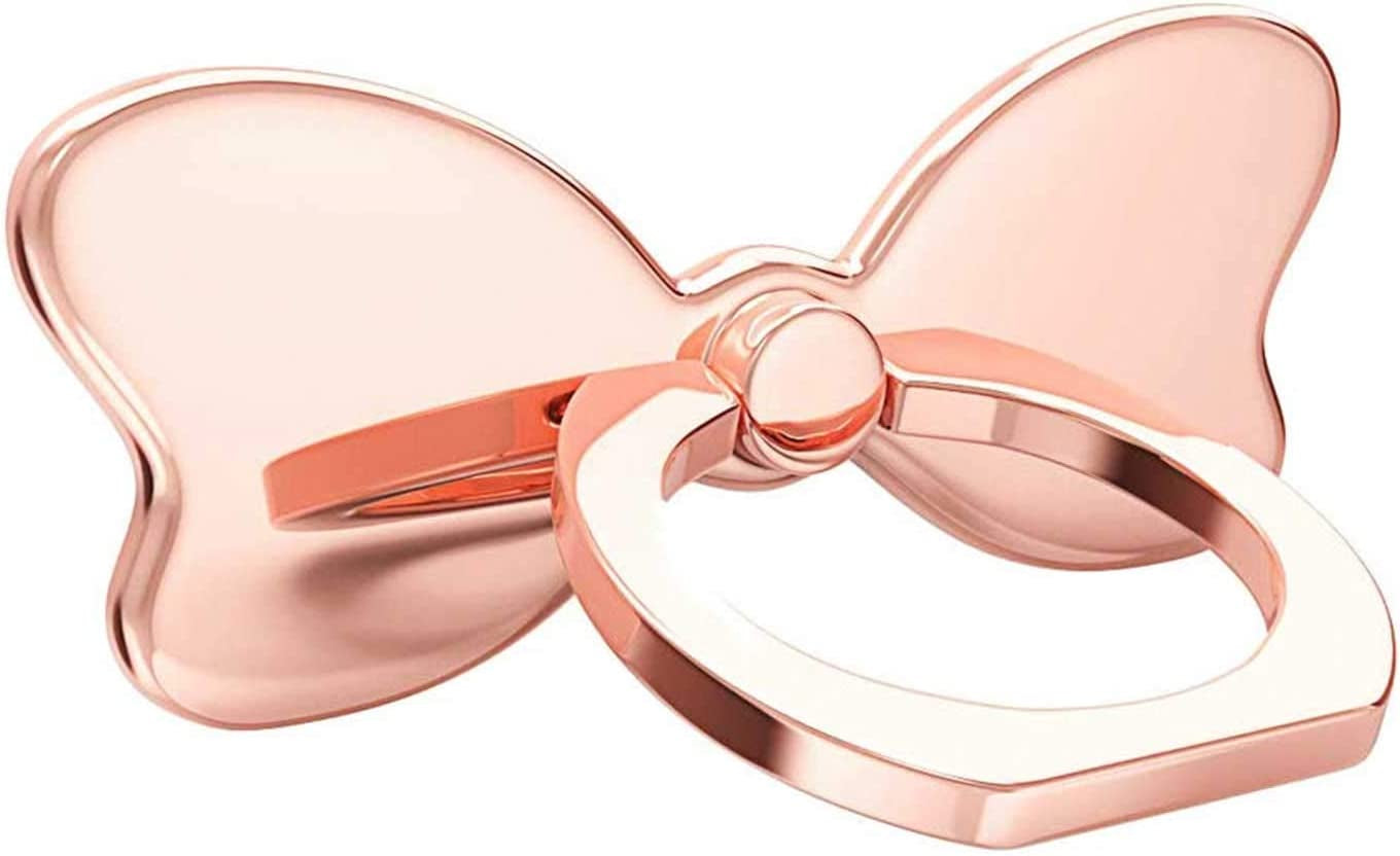 Pzoz Metal Cell Phone Finger Ring Stability Holder Back Stand Collapsible Hand Grip Knob Loop Car Mount Hook Kickstand 360 for Iphone Samsung Galaxy Mobile Cute Accessories (Silver)  pzoz Rose Gold  