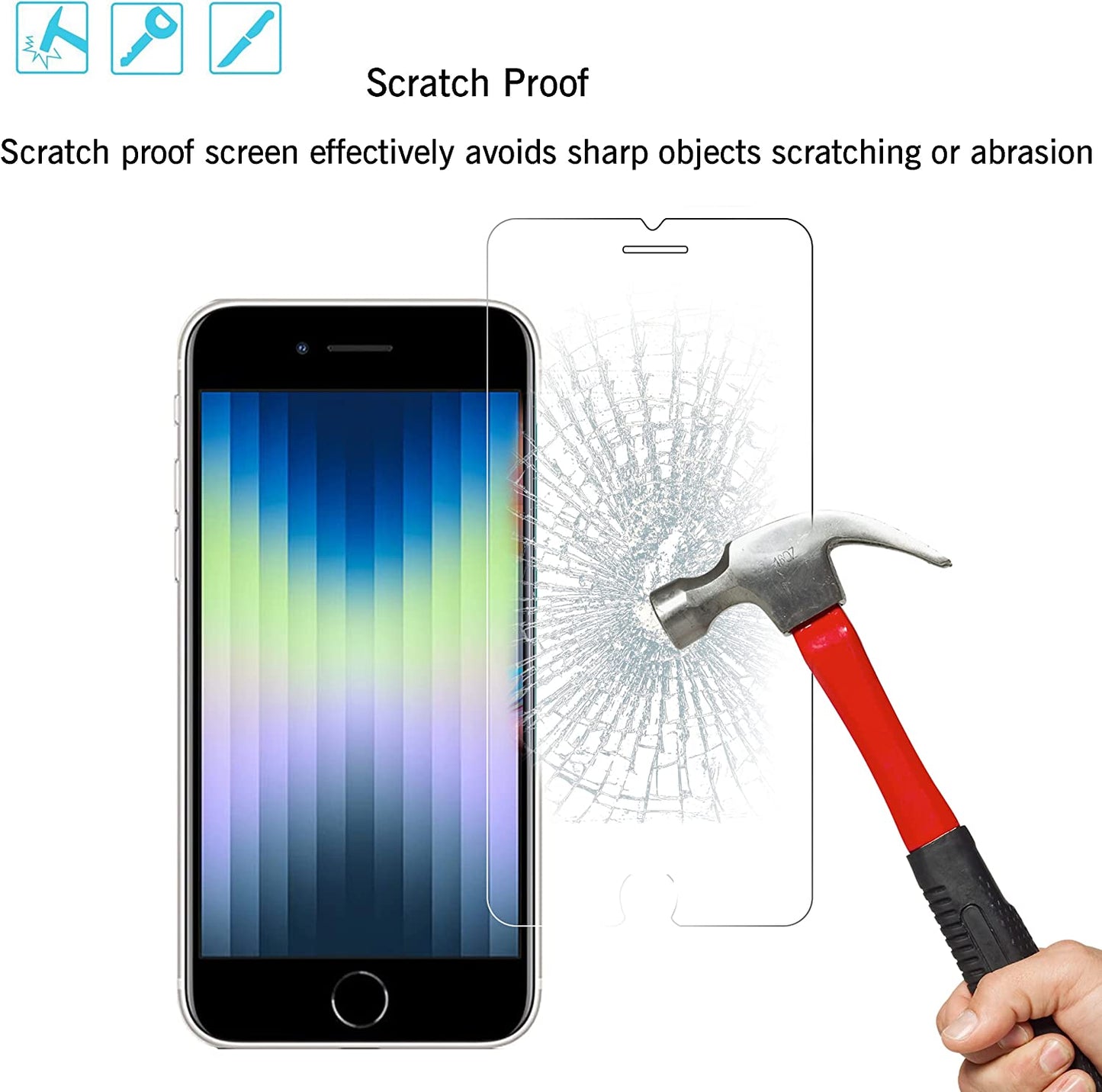 Ailun Screen Protector Compatible for Iphone SE 2020 2Nd/2022 3Rd Generation, Iphone 8,7,6S,6, 4.7-Inch Tempered Glass 0.25Mm Case Friendly 3 Pack Clear  AILUN   