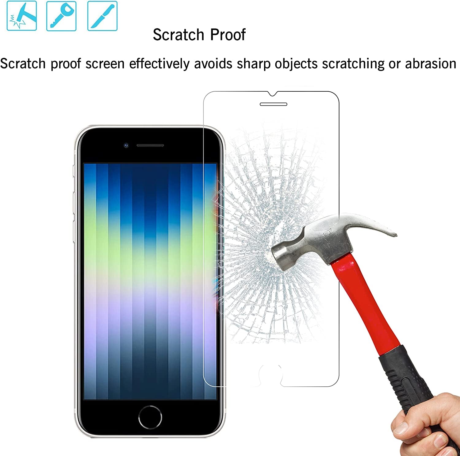 Ailun Screen Protector Compatible for Iphone SE 2020 2Nd/2022 3Rd Generation, Iphone 8,7,6S,6, 4.7-Inch Tempered Glass 0.25Mm Case Friendly 3 Pack Clear  AILUN   