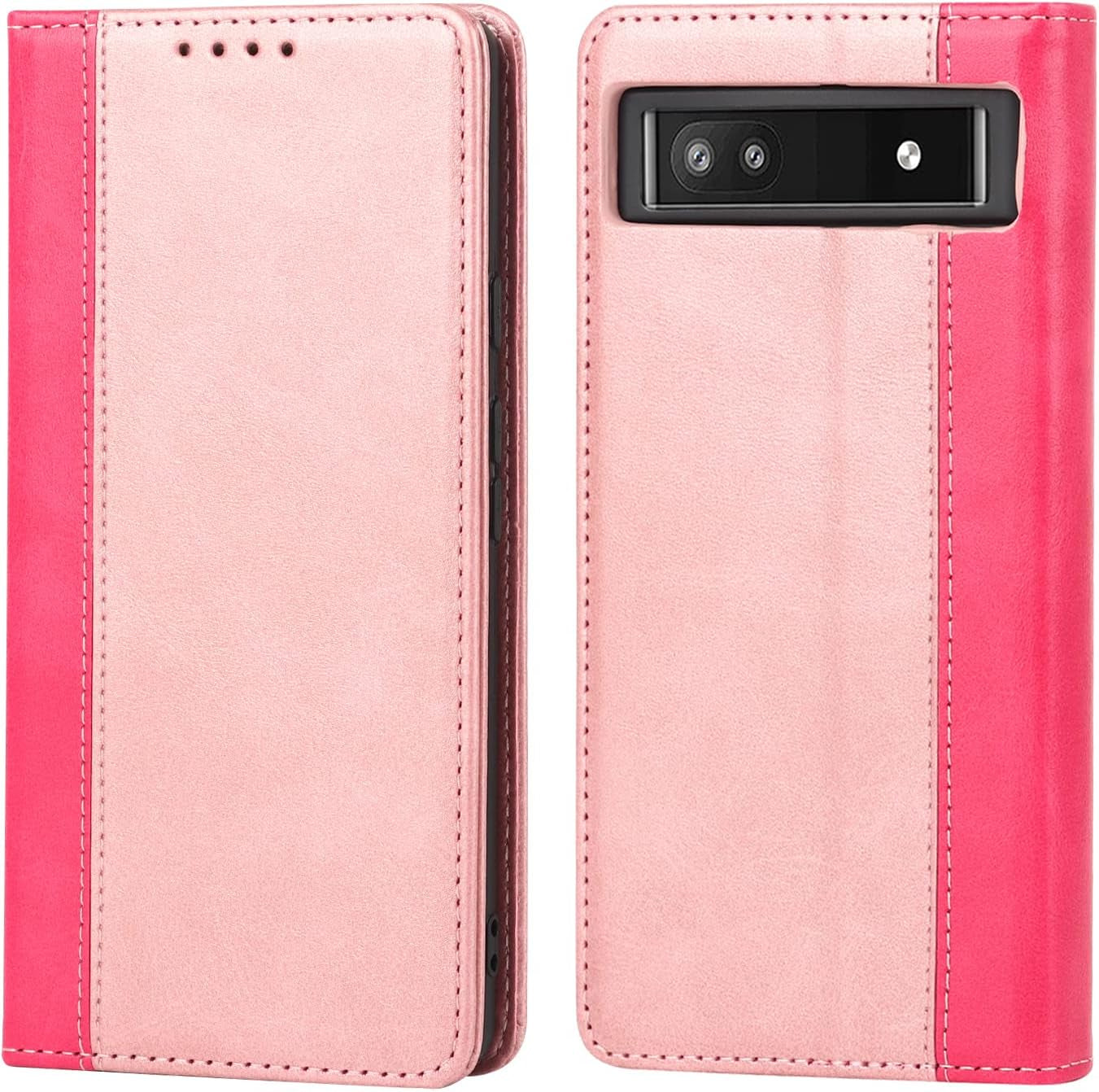 Ｈａｖａｙａ Google Pixel 6 Pro 5G 6.7" Case Zipper Wallet- with 6 Card Holder [RFID Blocking]- Detachable 2-In-1-Wristband Lanyard - for Women and Men-Wireless Charger Compatible Flip Folio Cover-Purple  Ｈａｖａｙａ Rose Gold  Rose Red For Google Pixel 6A 