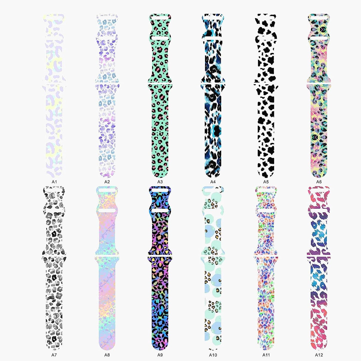 Hi-Yoohere Stylish Wild Leopard Printing Bands Compatible with Apple Watch 42Mm 44Mm 45Mm M/L, Bright Soft Silicone Wristband Strap for Iwatch SE & Series 7/6/5/4/3/2/1 for Girls Women (Color A12)  HYHMXB   