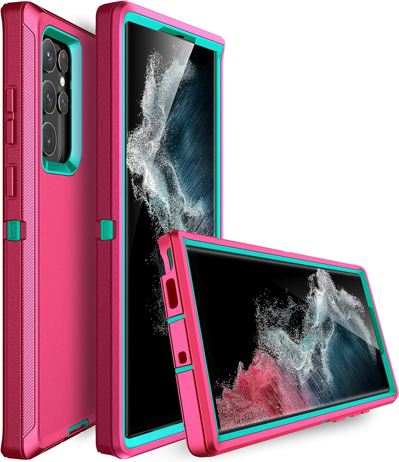 MXX Galaxy S22 Ultra Case - Heavy Duty Shockproof Rugged Bumper, Full Protection Dust Proof Cover, 6.8" (Pink/Light Blue)  Mxx Accessories llc   