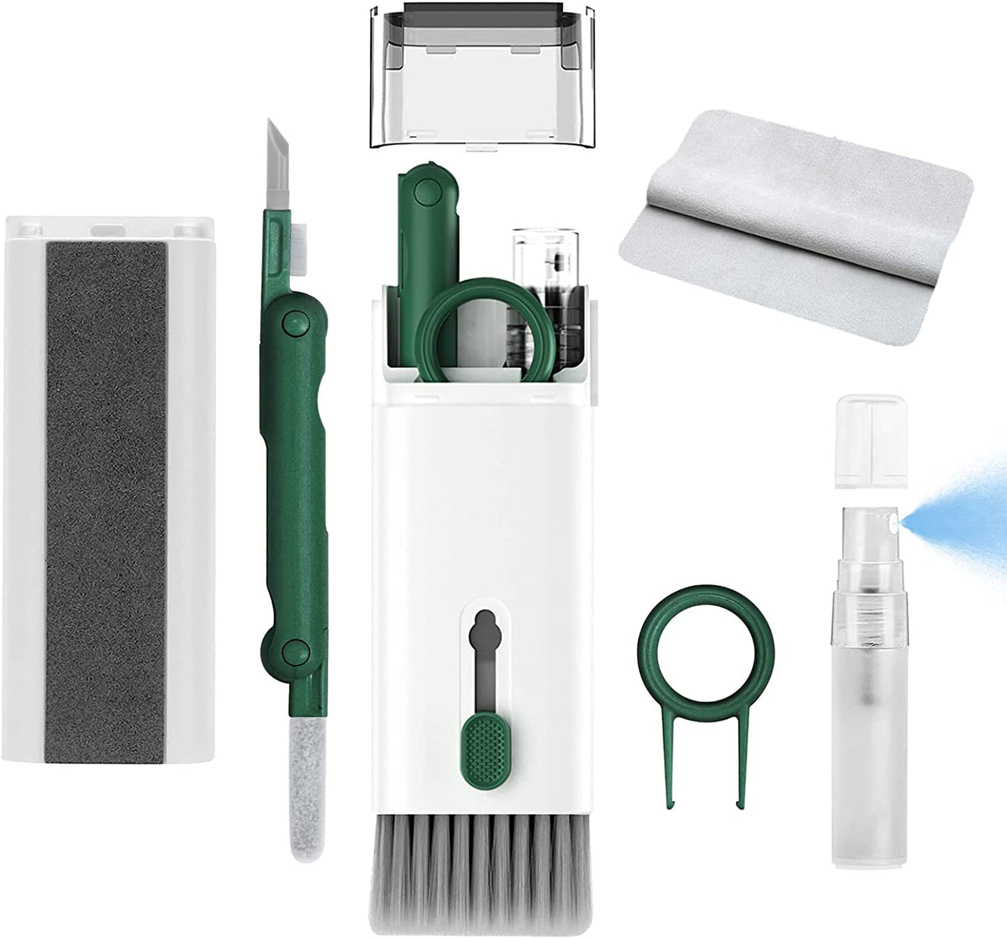 7 in 1 Electronic Cleaner Kit - Keyboard Cleaner, Keyboard Cleaning Kit, Laptop Cleaner with Brush, Electronic Cleaner for Airpods Pro/Laptop/Phone/Computer/Screen (Give Away a Flannel Cloth) Blue  CRYSFIY C-eight in one-green  